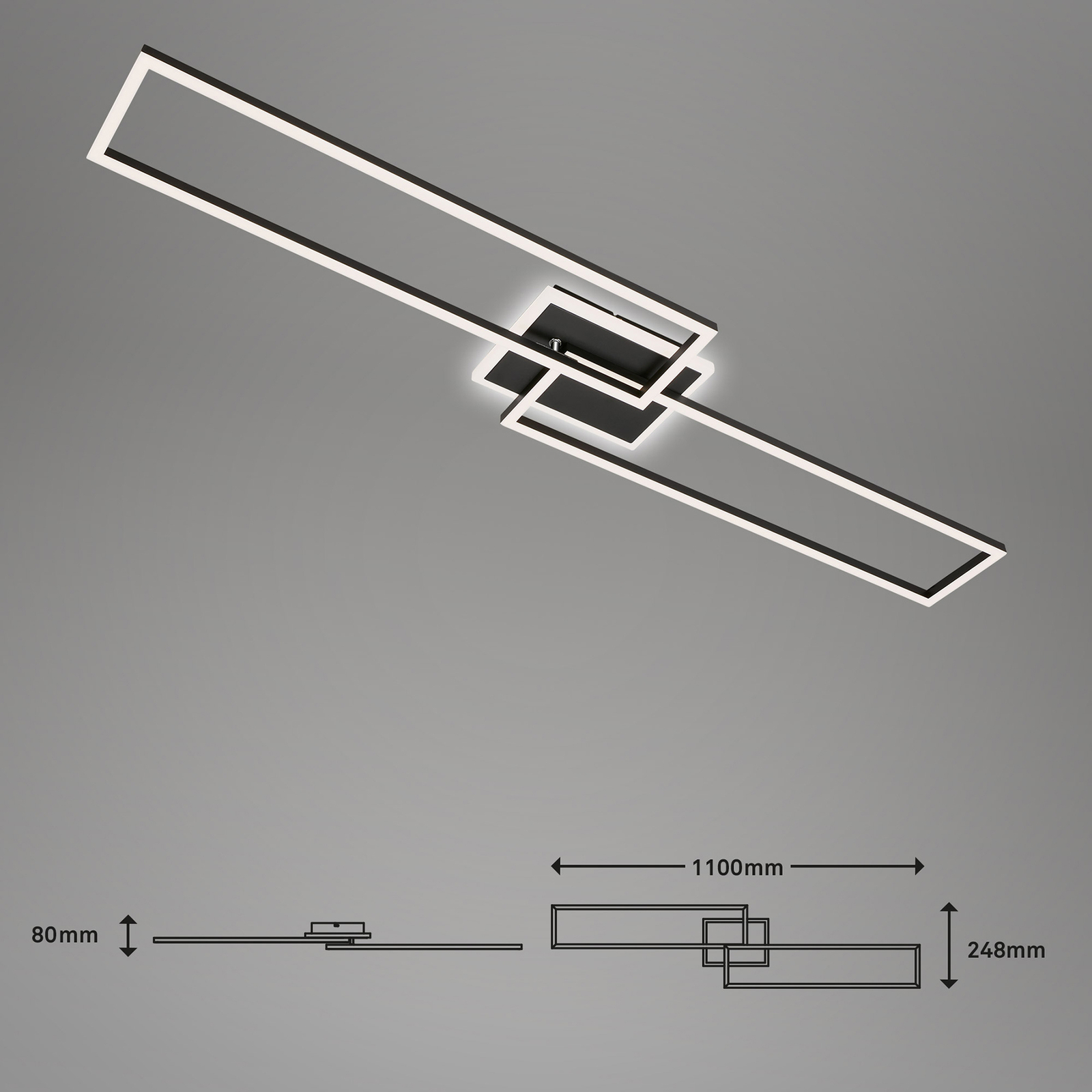 Plafón LED Frame CCT 2 rectangular mando negro