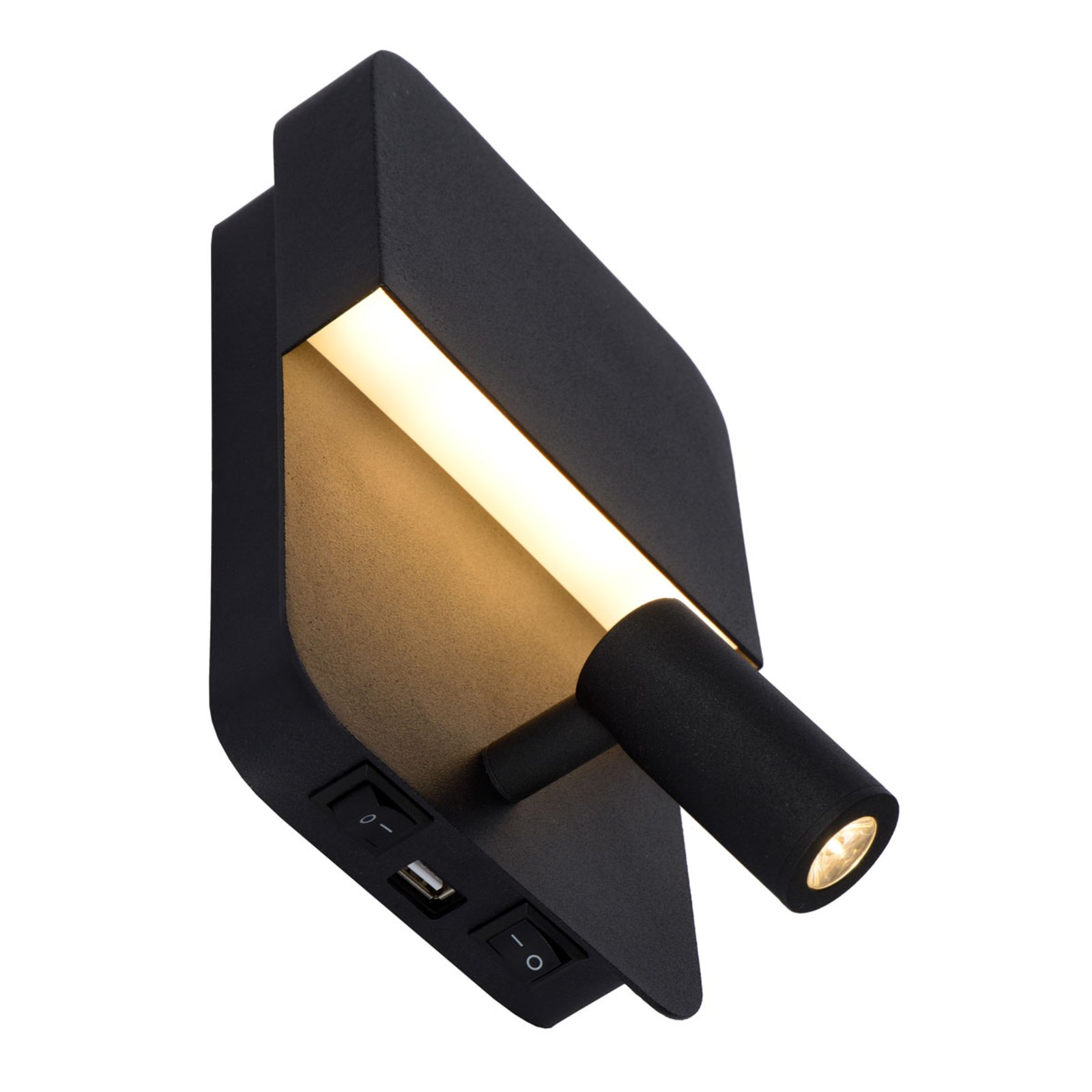 Boxer LED wandlamp met spot, zwart