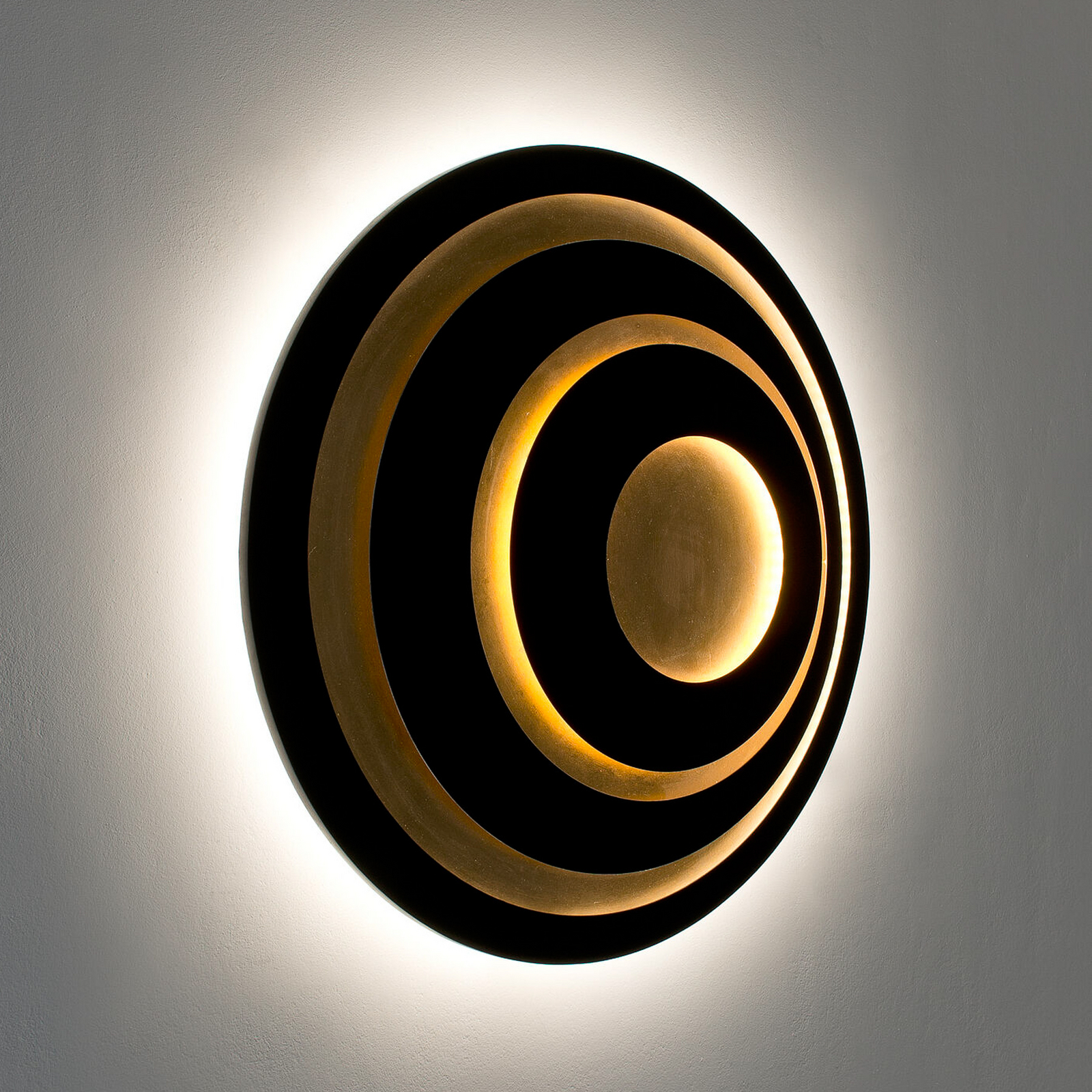 Applique a LED GRAVION, nero/oro, Ø 80 cm, metallo, dimmerabile