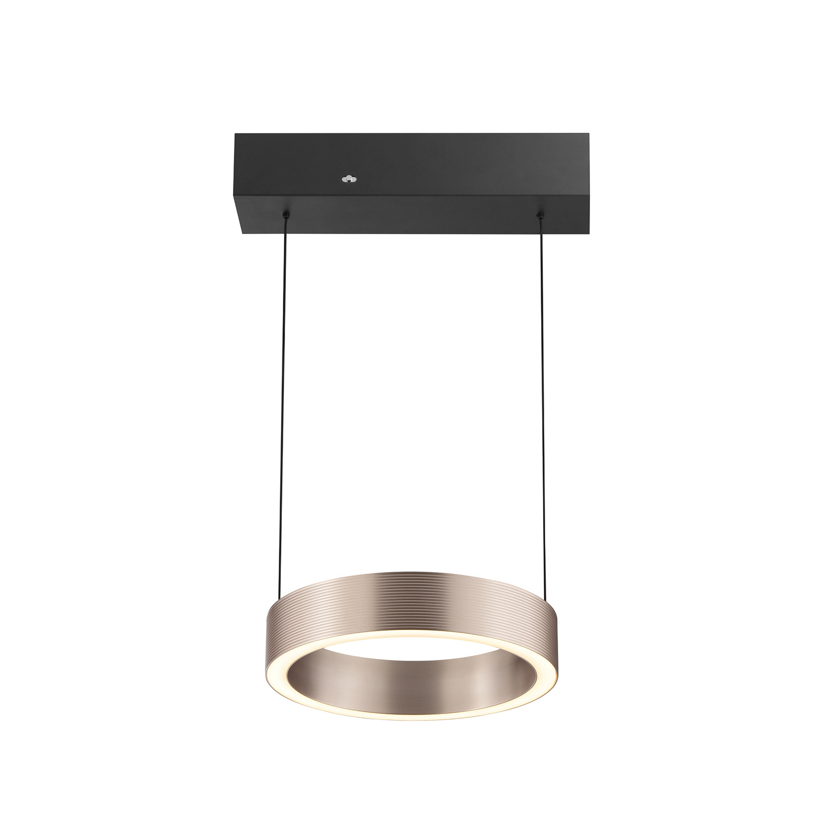 Lampada LED a sospensione Axion, nera/marrone, lunghezza 32 cm, CCT Lampada LED a sospensione Axion, nera/marrone, lunghezza 32 cm, CCT