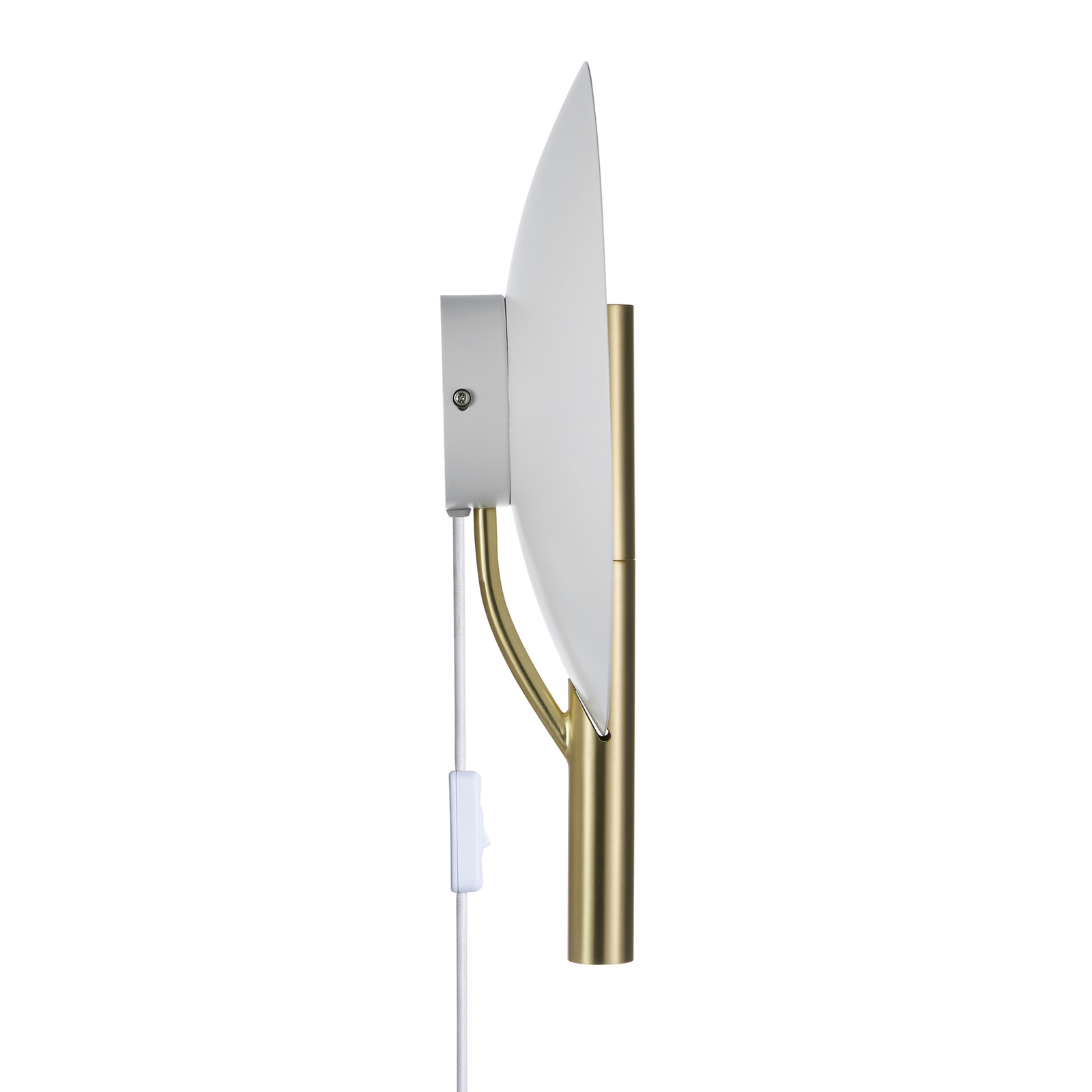 Furiko wall light with a switch, brass/white
