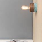 ALMUT 0239 wall lamp, sustainable, walnut/blue