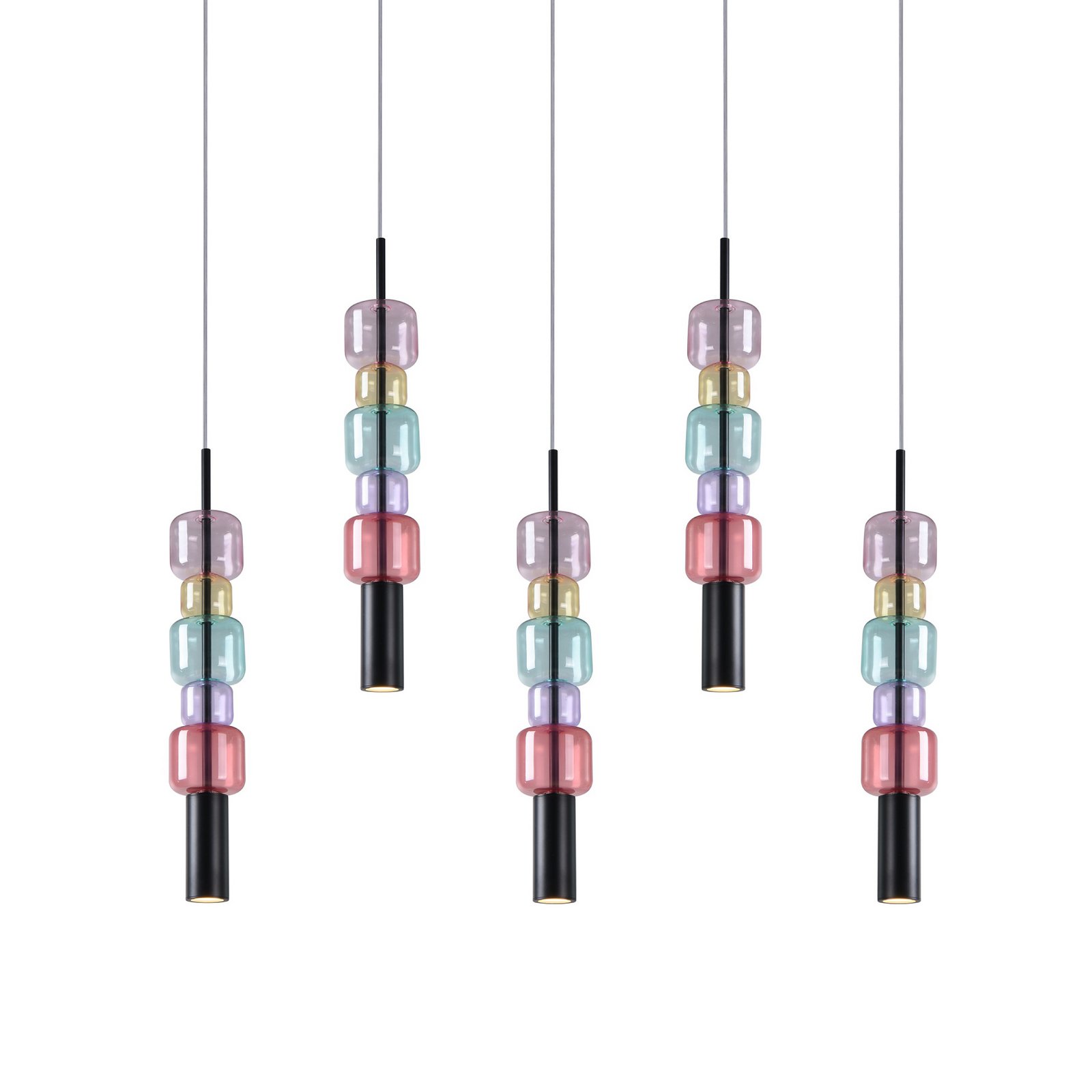 Candeeiro suspenso KARE Candy Bar Colore, vidro, 5 lâmpadas, GU10 Candeeiro suspenso KARE Candy Bar Colore, vidro, 5 lâmpadas, GU10