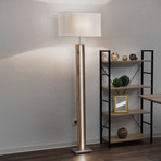 Stehleuchte Forest, holz/beige, Textil, E27 + LED, dimmbar