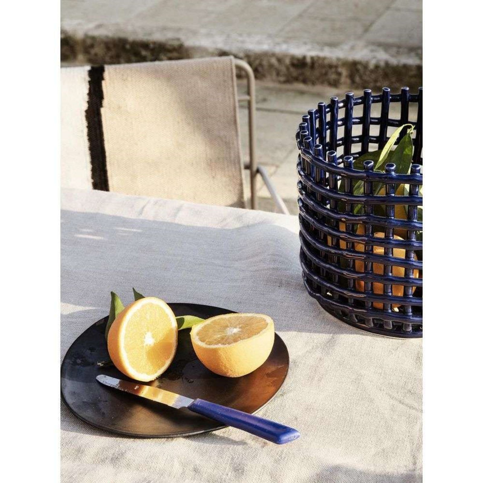 Ceramic Basket Large Blue - ferm LIVING