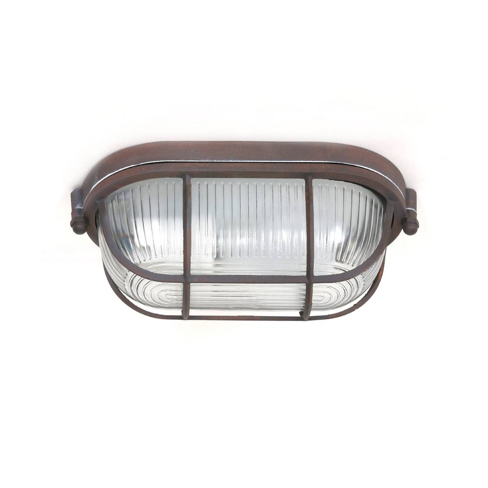 Deckenleuchte Lisanne, braun, oval, Metall, Glas, E27