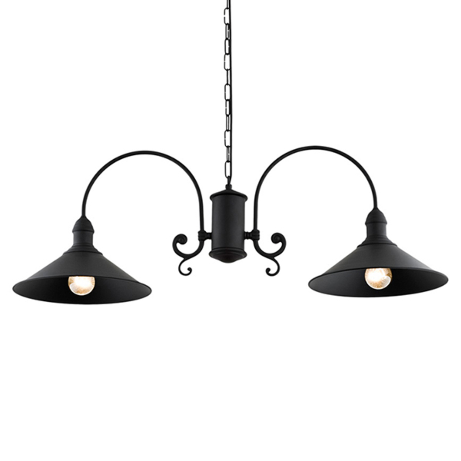 Elmo hanging light, 2-bulb, black