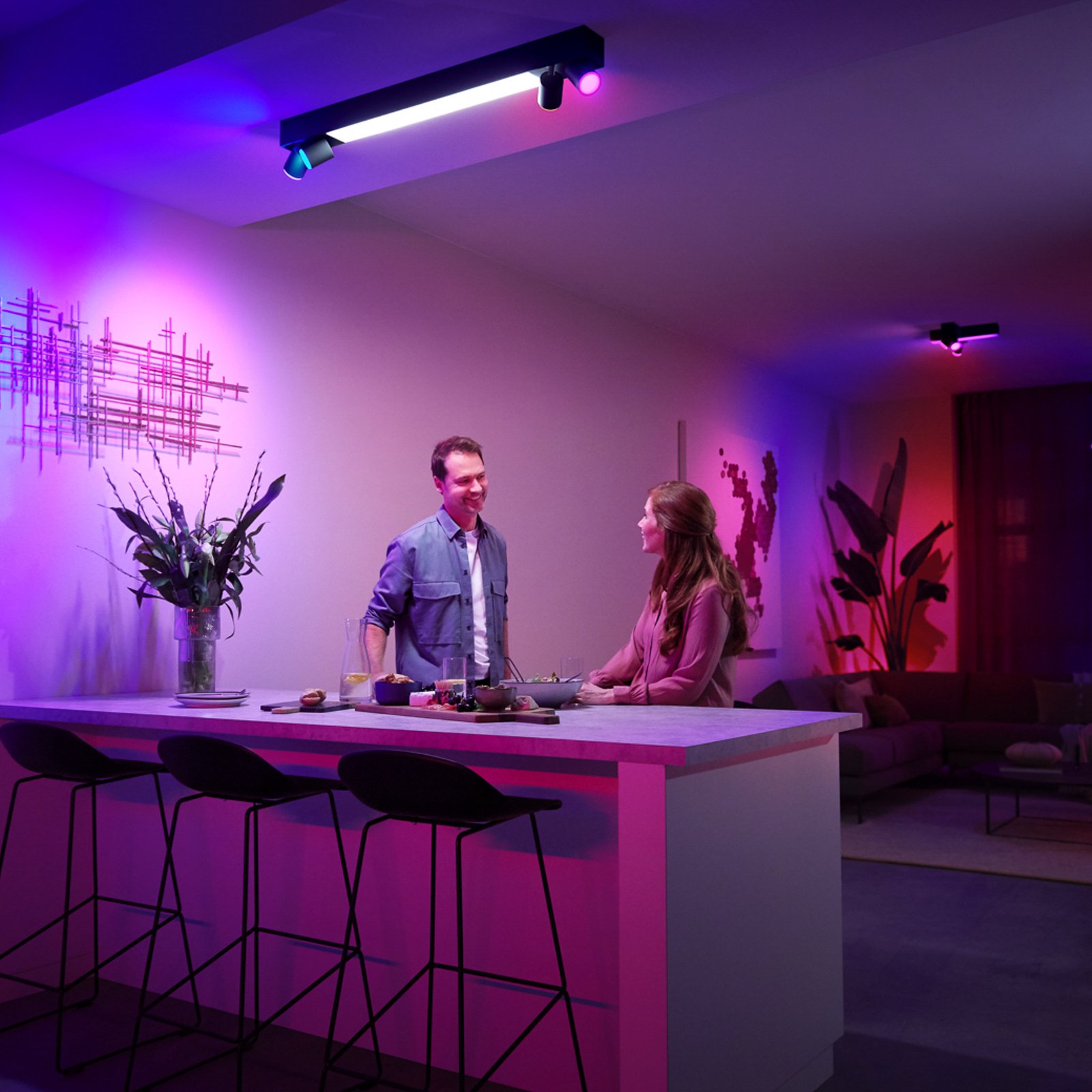 Philips Hue Spot pour plafond LED Centris noir à 4 lampes RVB CCT