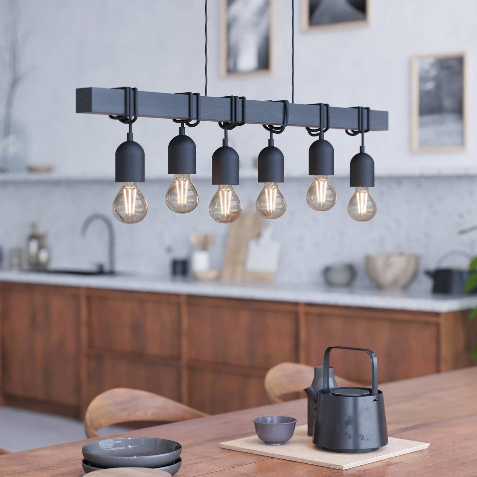 Townshend lumina pandantiv lungime 100 cm negru 6-lumini.
