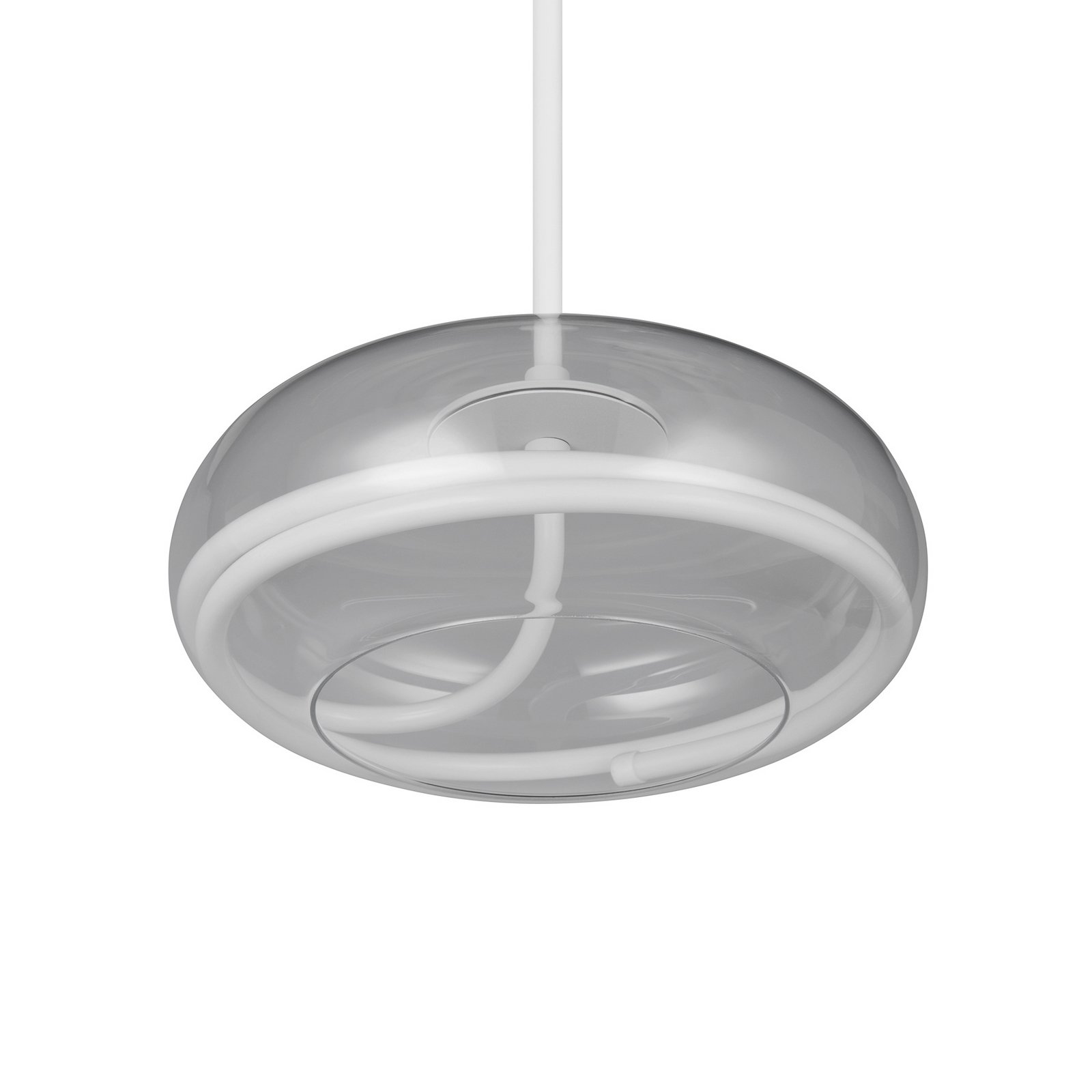 Lampada LED a sospensione Tarsia, bianco opaco, Ø 40 cm, vetro