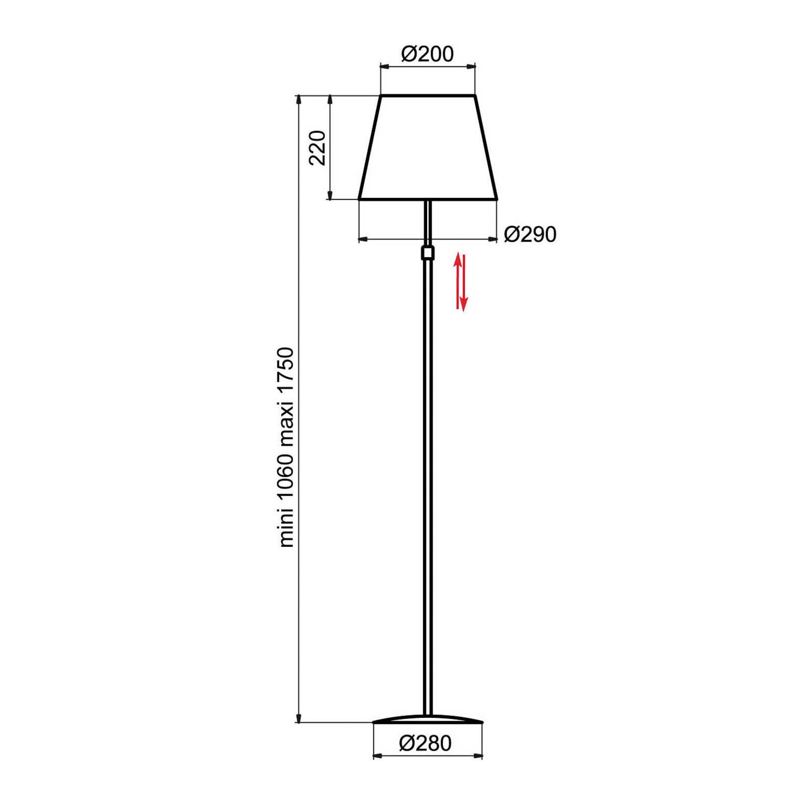 Lampadaire Store Aluminor chromé/blanc - Réglable en hauteur