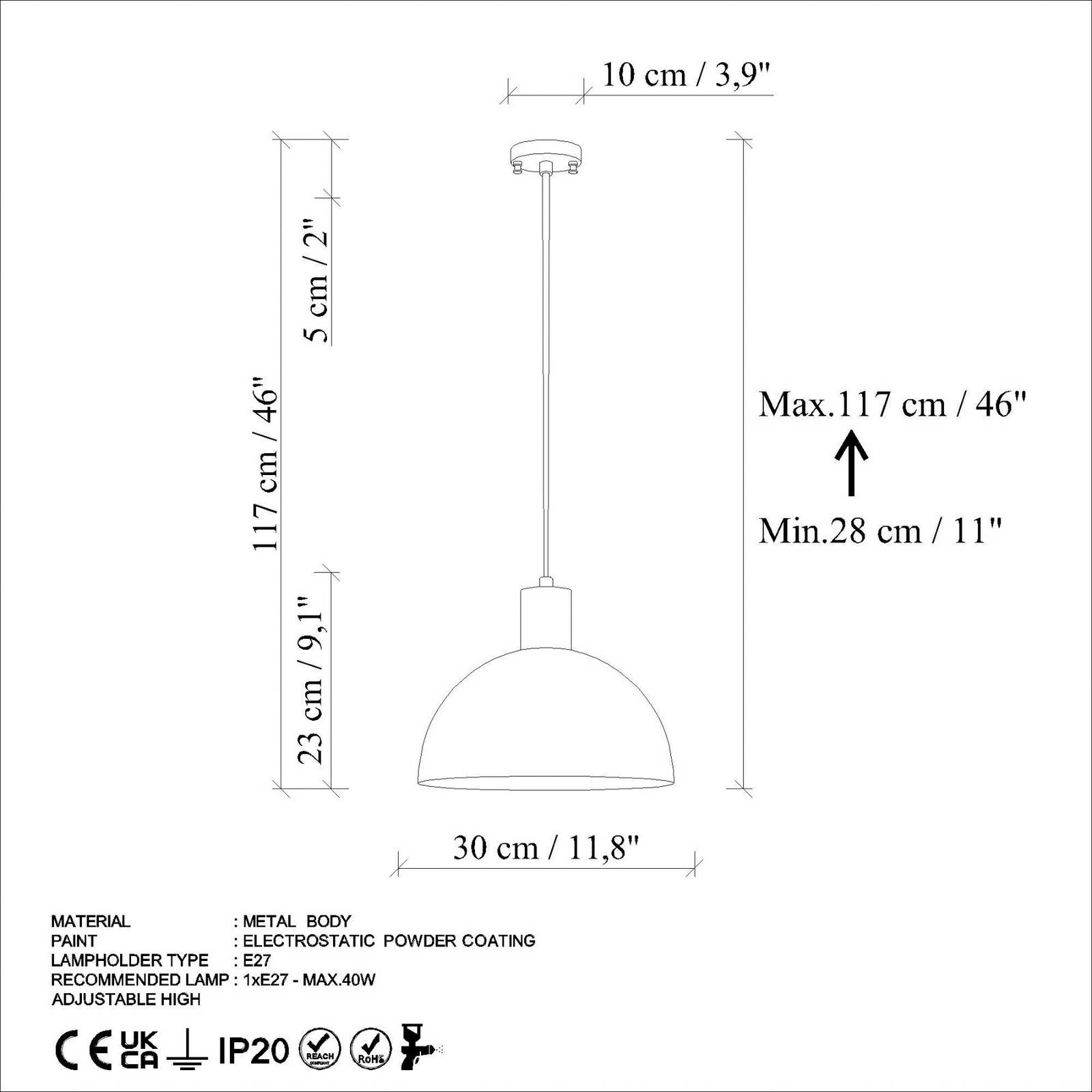 Żyrandol Kure, czarno-brązowa, metal, Ø 30 cm, E27