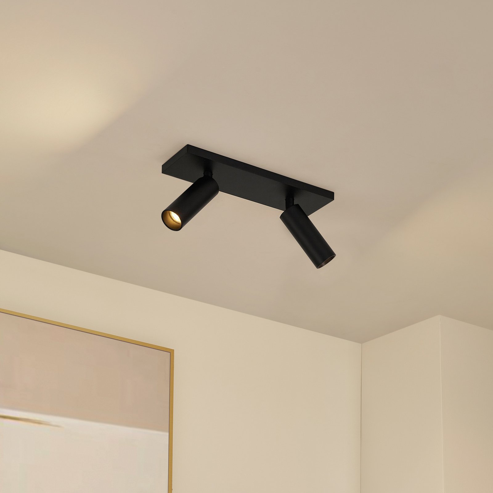 Arcchio Brinja Slim ceiling spotlight, black, 2-bulb GU10 MR11