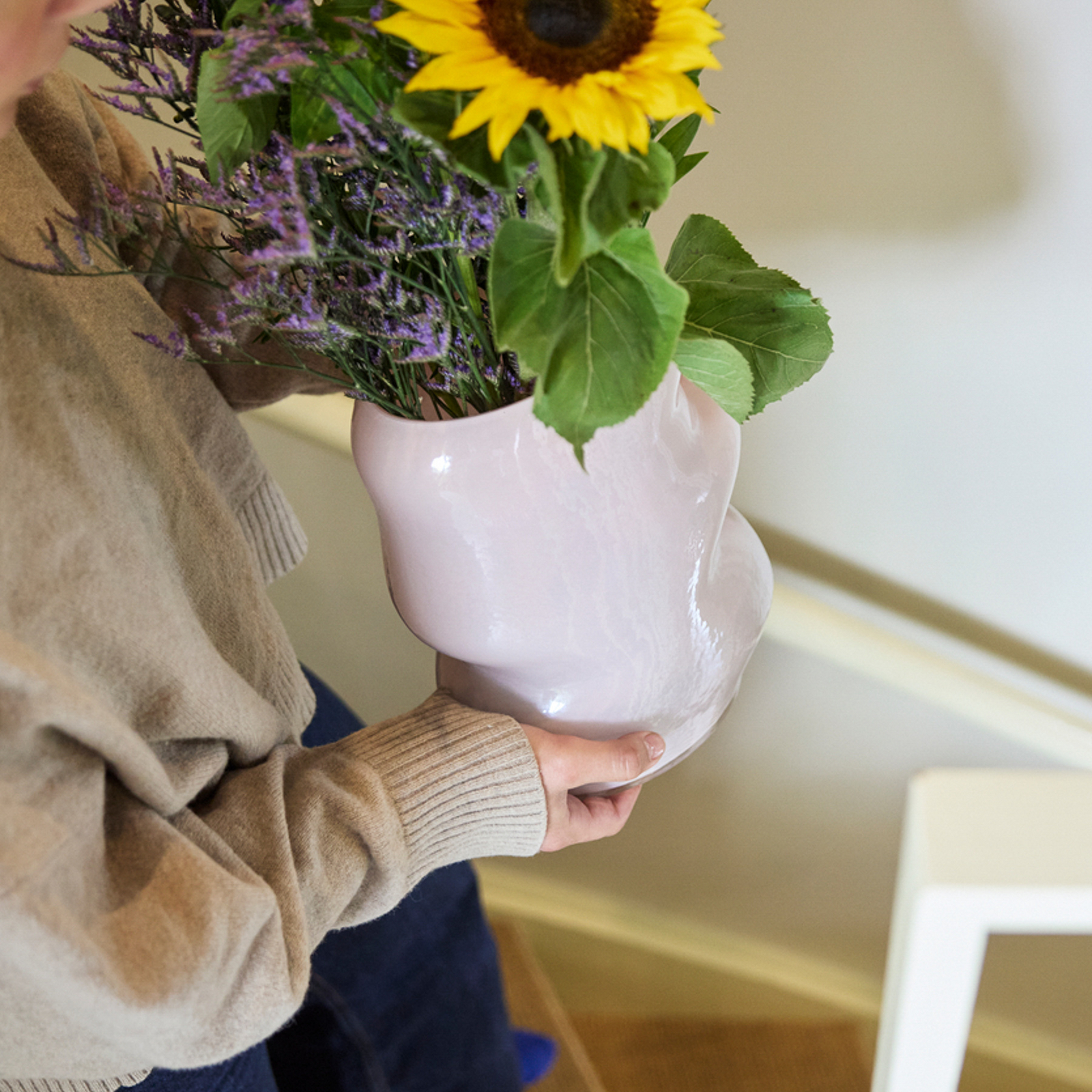 Vaso Lote, cor-de-rosa, altura 25 cm, vidro