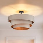 Plafonnier Lindby Jusari, crème, tissu, Ø 56 cm, E27