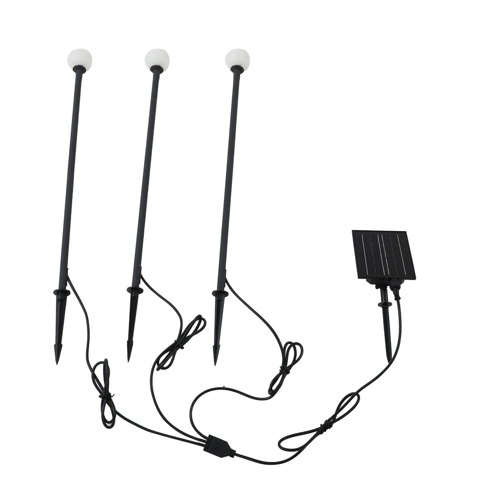 Lindby LED-Solarleuchte Freydis, 3er-Set, schwarz, 2.000 K