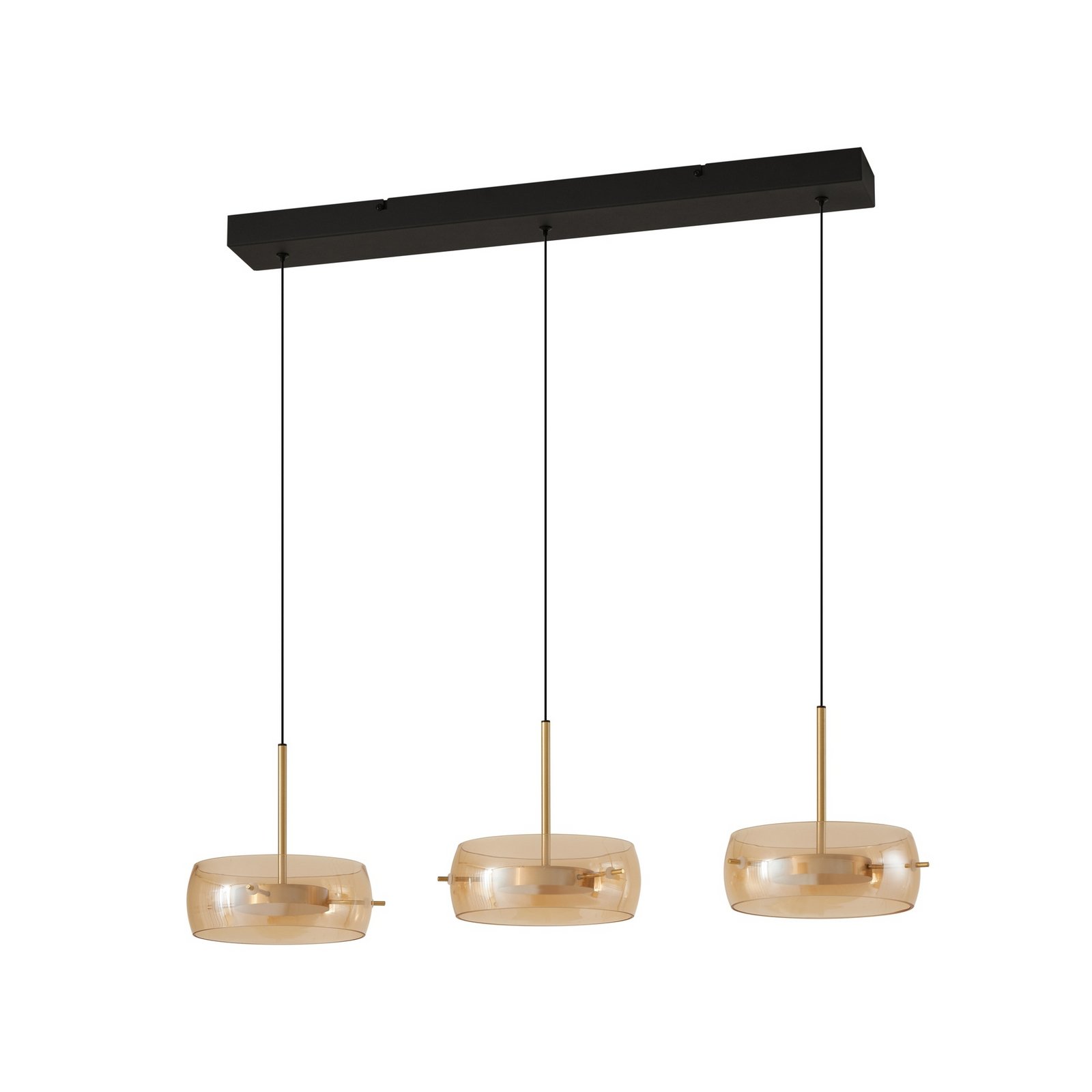 Lucande LED-Hängeleuchte Martis, amber, 3-flg., dimmbar