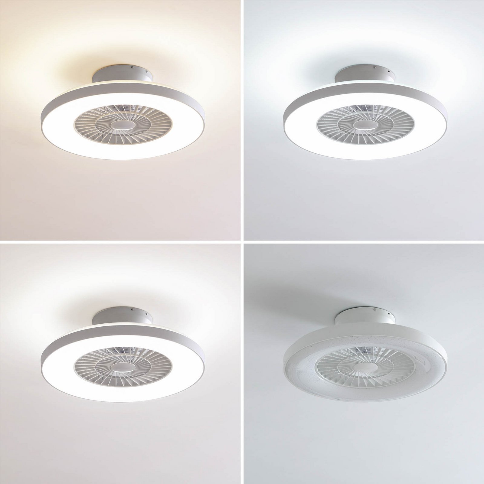 Lindby Smart LED griestu ventilators Paavo, balts, kluss, Tuya