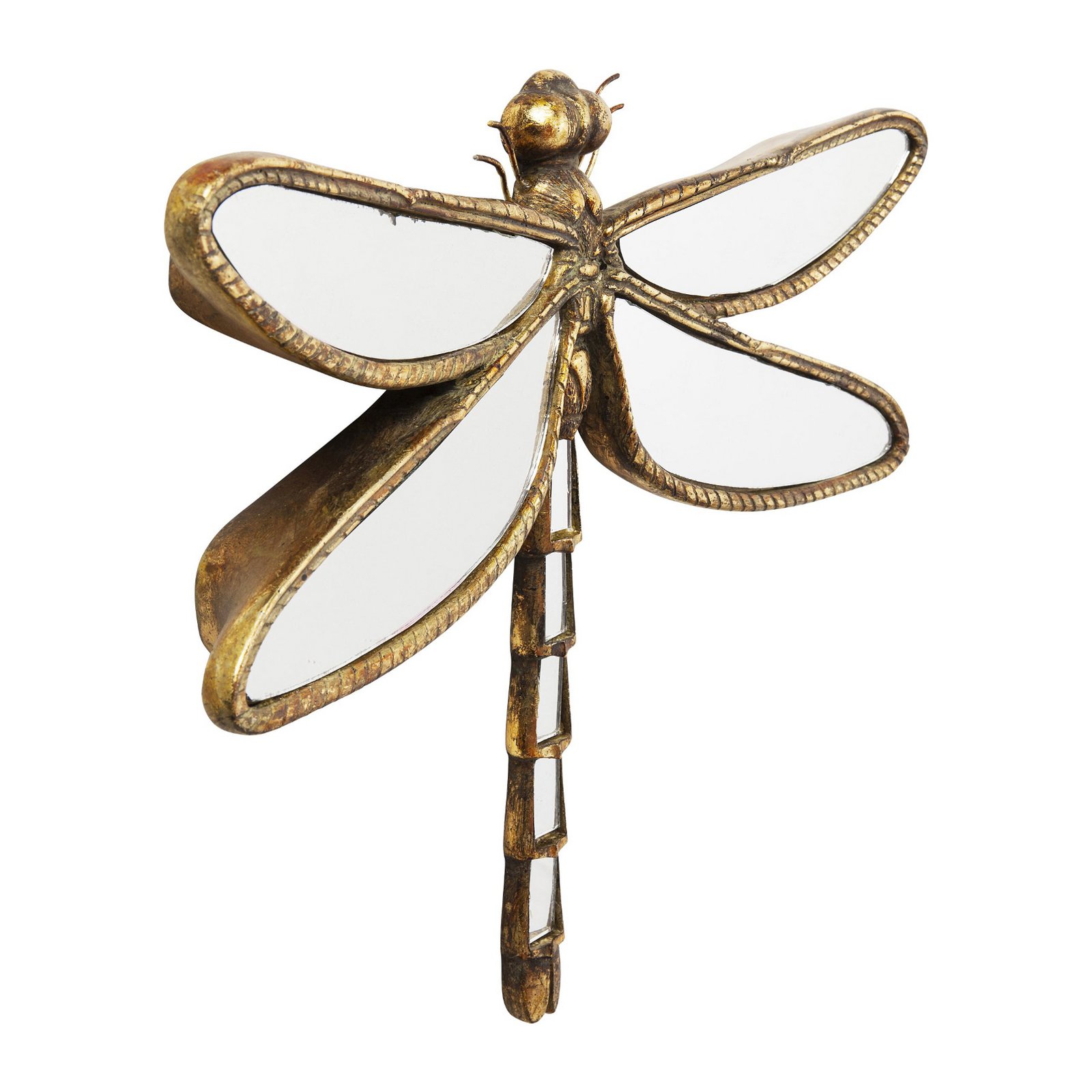 KARE Wandobjekt Dragonfly Mirror, Polyresin, Glas, gold