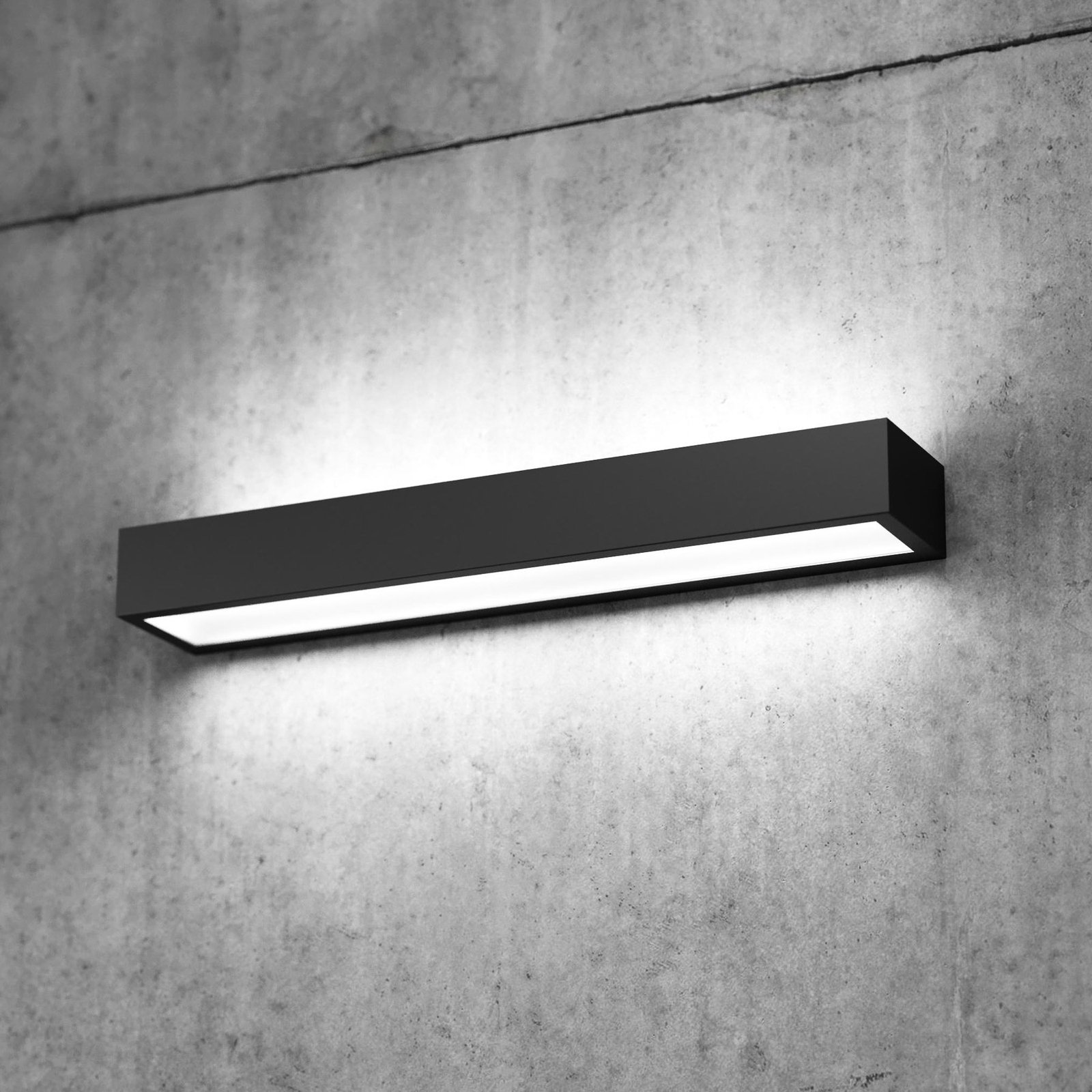 LED-vegglampe Mera, bredde 40 cm, svart, 4 000 K