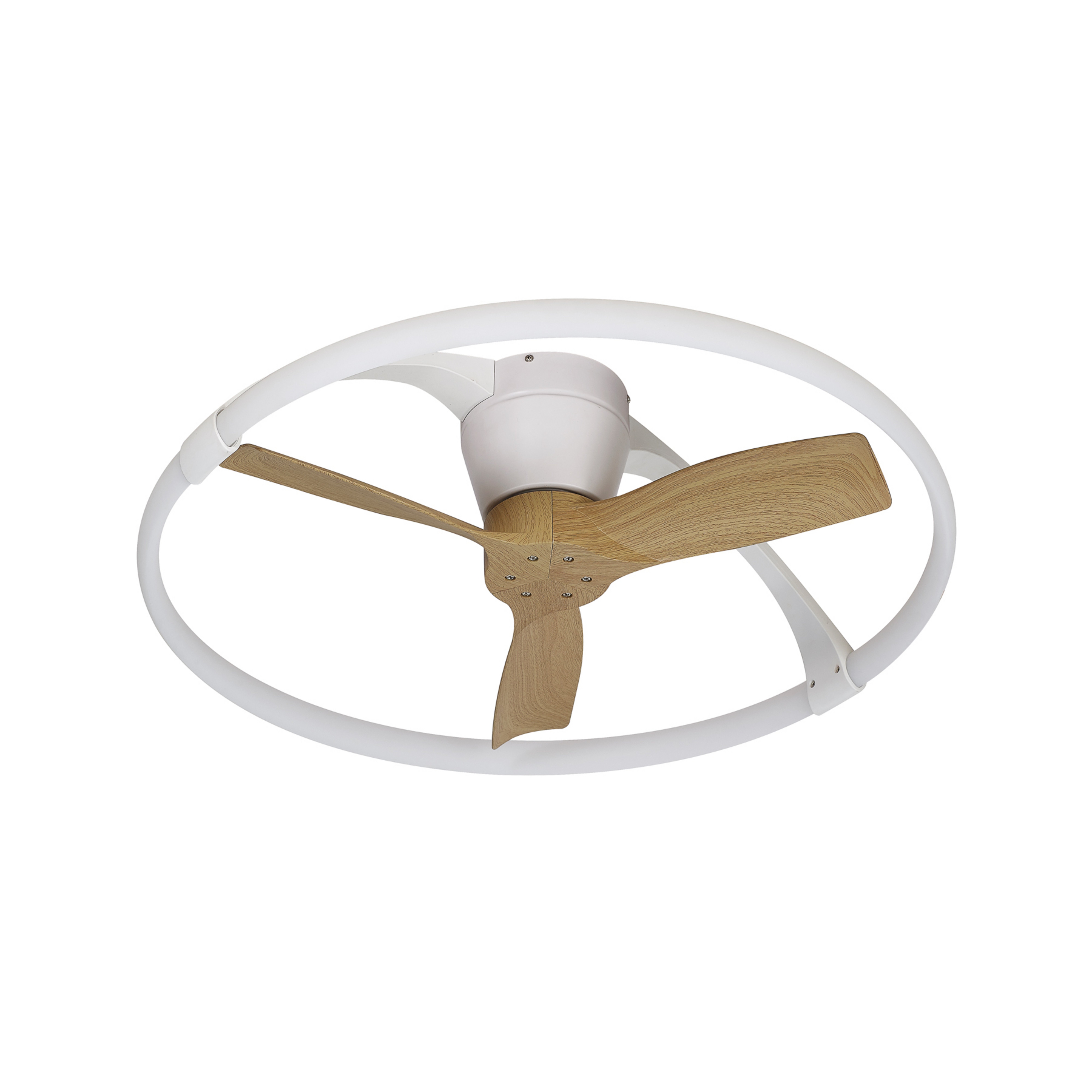 Nepal Mini LED-Deckenventilator, App, weiß/buche - Mantra