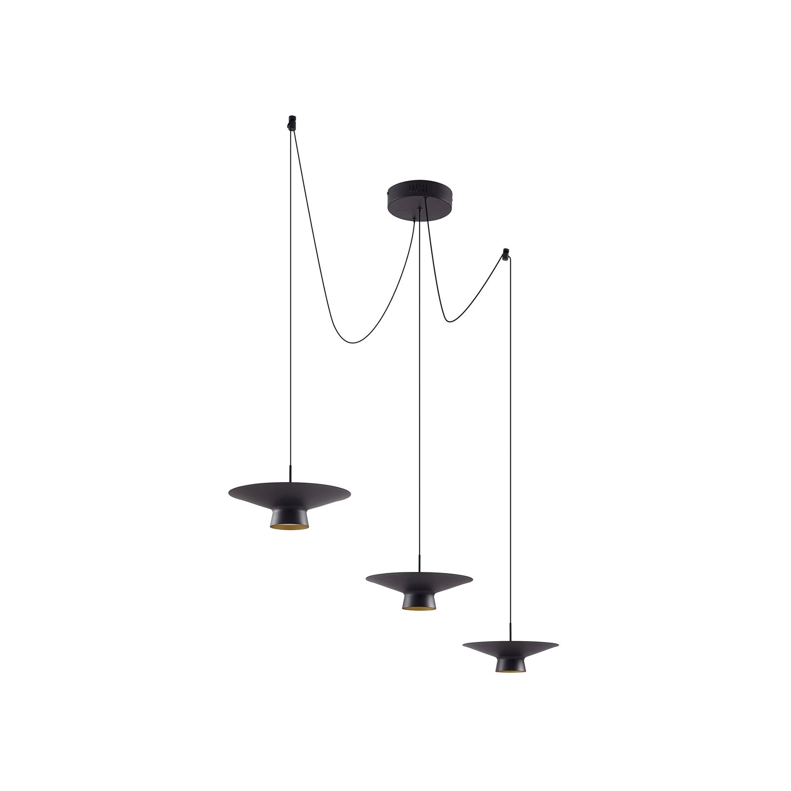 Lindby hanglamp Norvind, 6-lamps, zwart, metaal