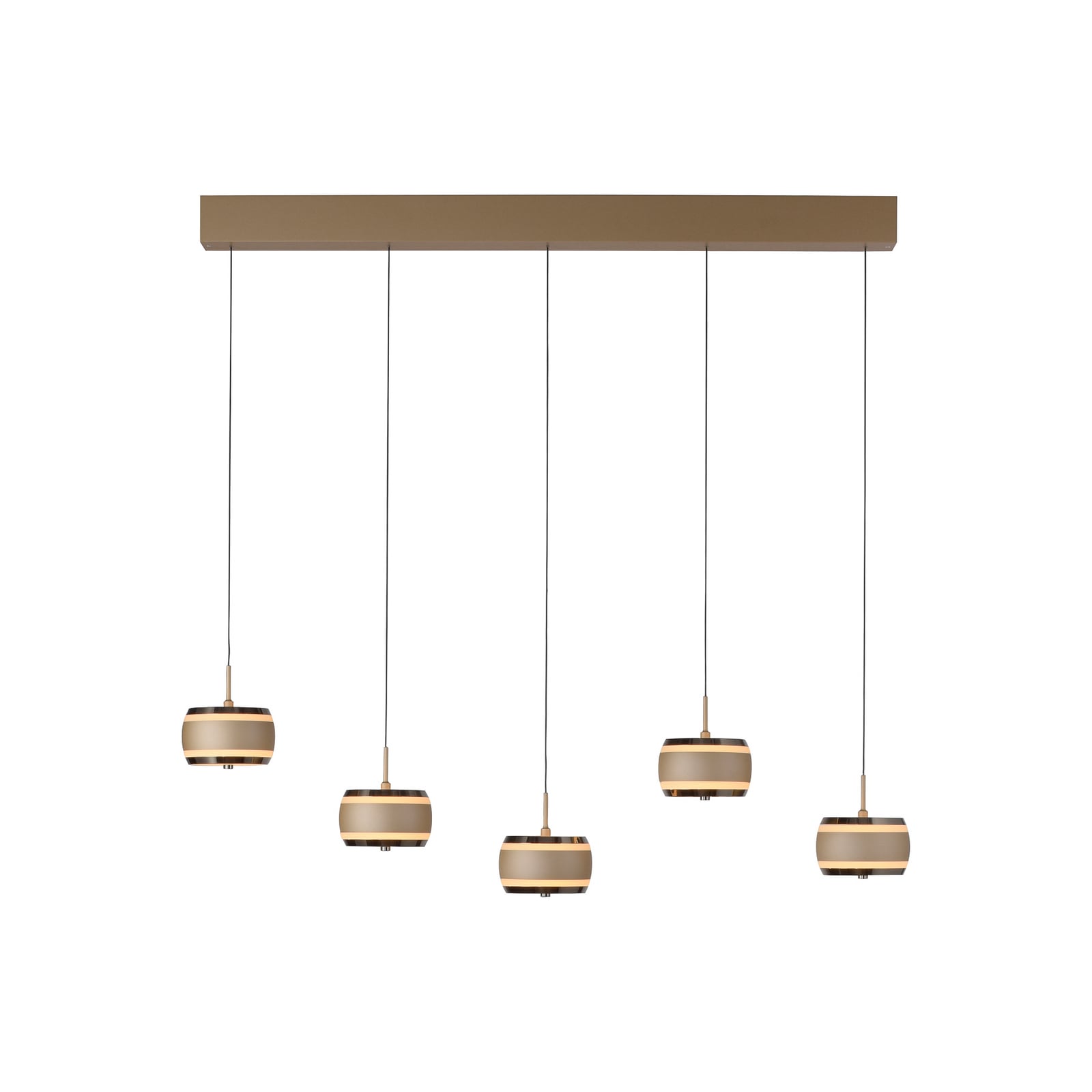 Falling Rings LED-Hängelampe, bronze, 101 cm, 5-fl. - PURE Falling Rings LED-Hängelampe, bronze, 101 cm, 5-fl. - PURE