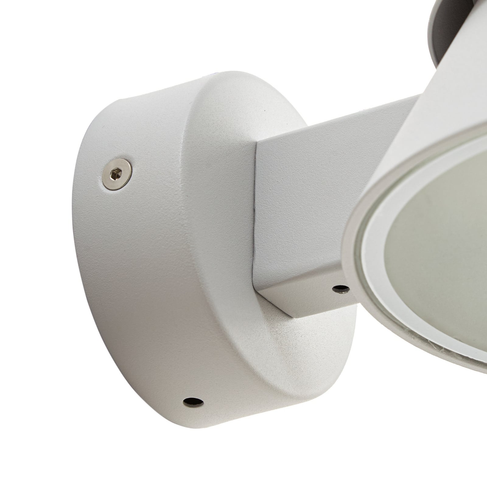 Moena LED outdoor wall light, IP44, aluminium, glass, light grey - Lucande