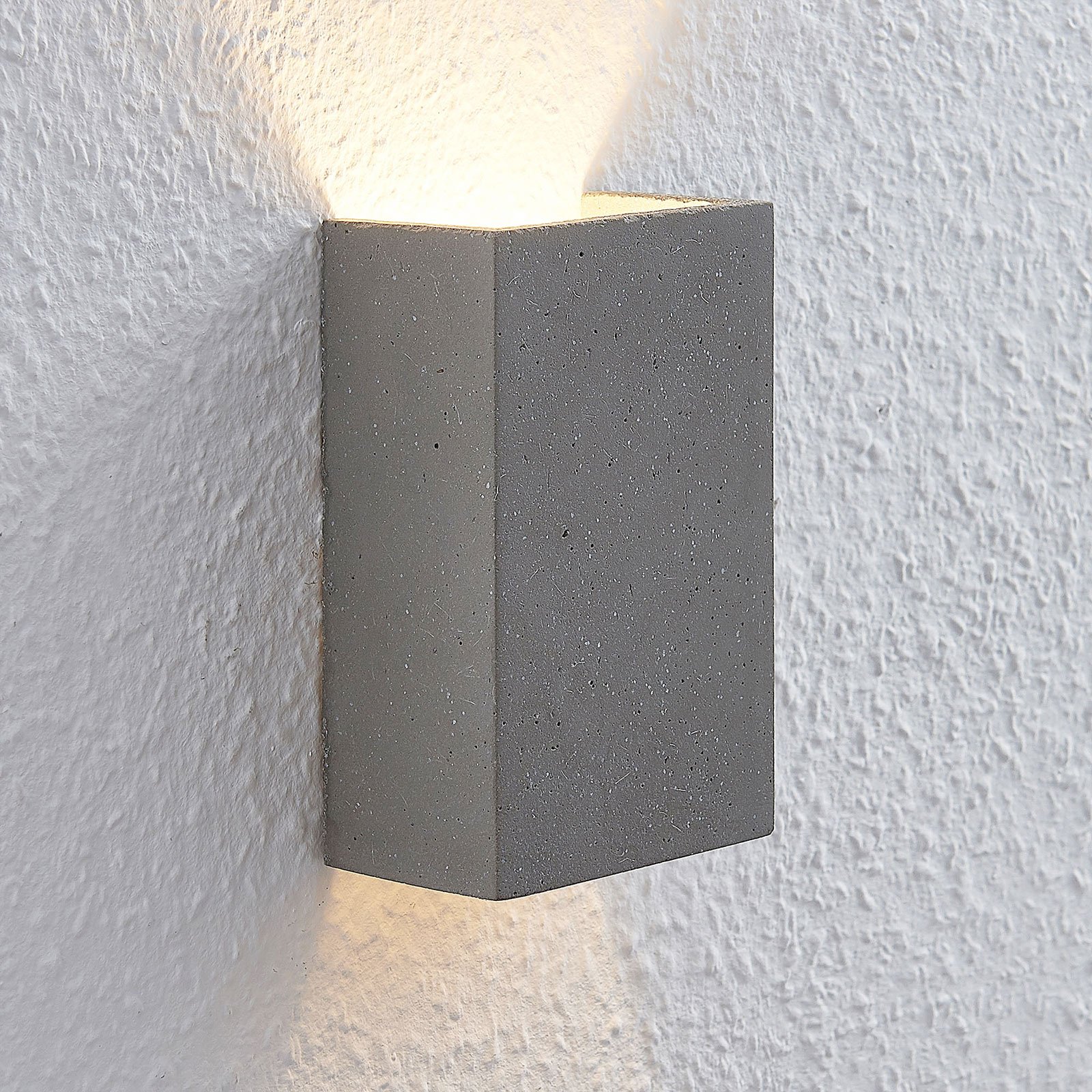 Lindby wall light Albin, grey, concrete, G9, 16 cm high