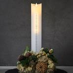LED sviečka Sara Calendar, biela/strieborná, výška 29 cm