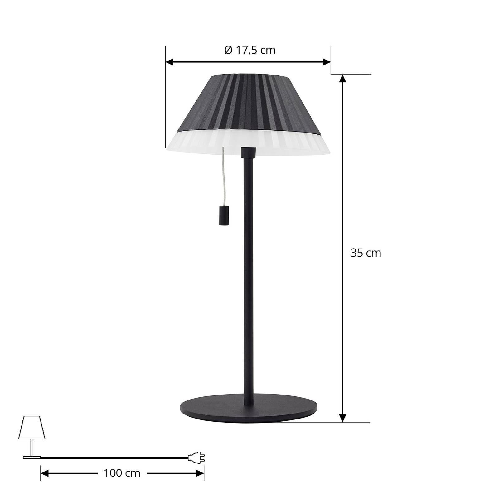 Lindby LED-bordslampa Ilvi svart aluminium Ø 17,5 cm