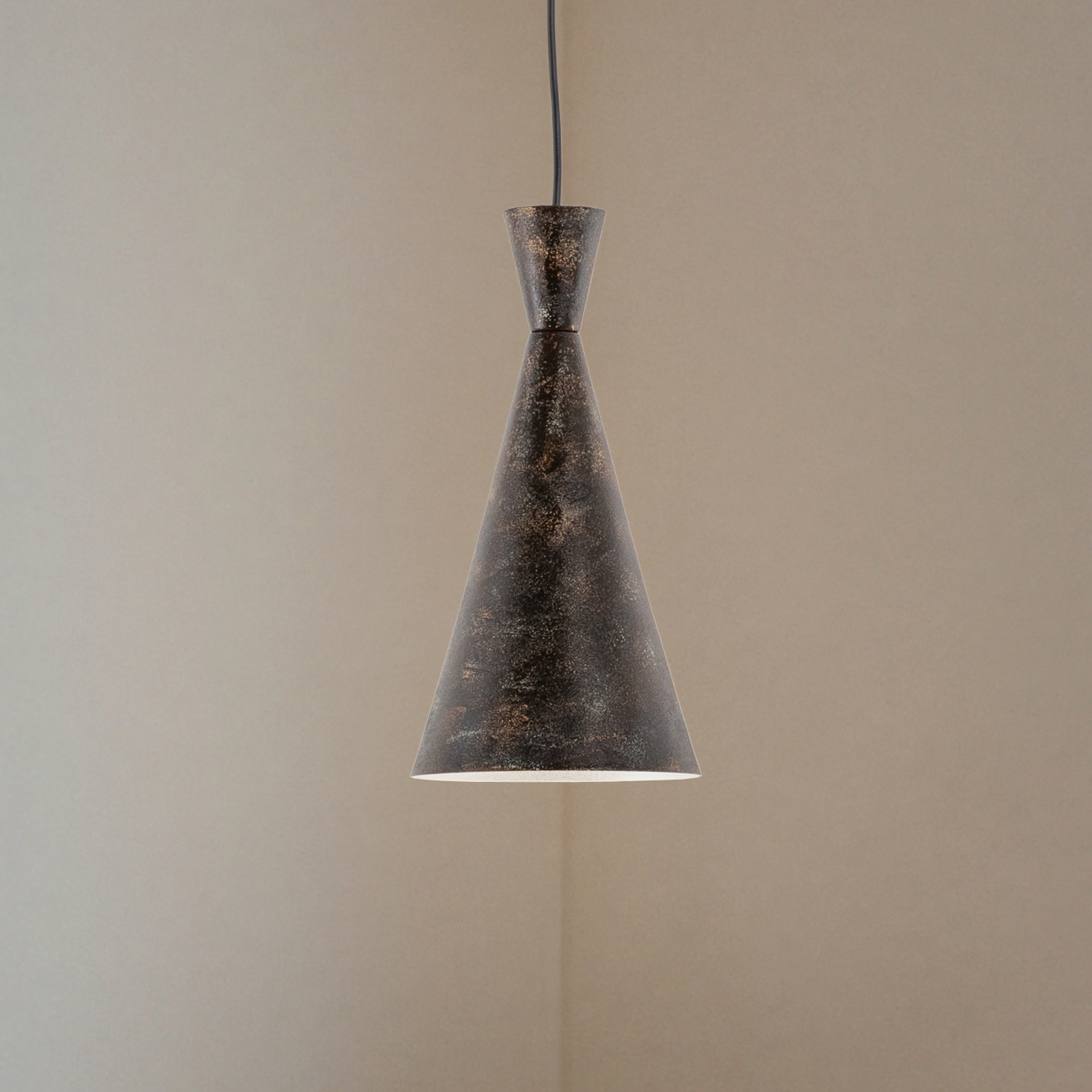 Viseća svjetiljka Tom, crno-smeđa, metalna, Ø 19 cm, E27