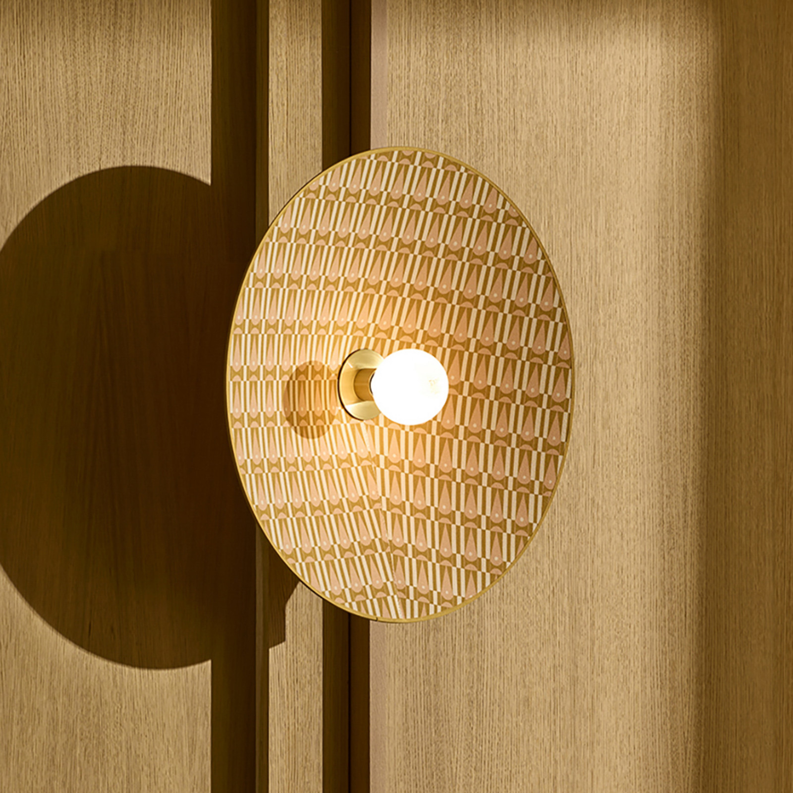 MARKET SET Aplică de perete Gatsby myra Ø 60 cm E27 - Camera de zi / sufragerie - Design - crem-maro deschis cu model - Țesătură / Textil