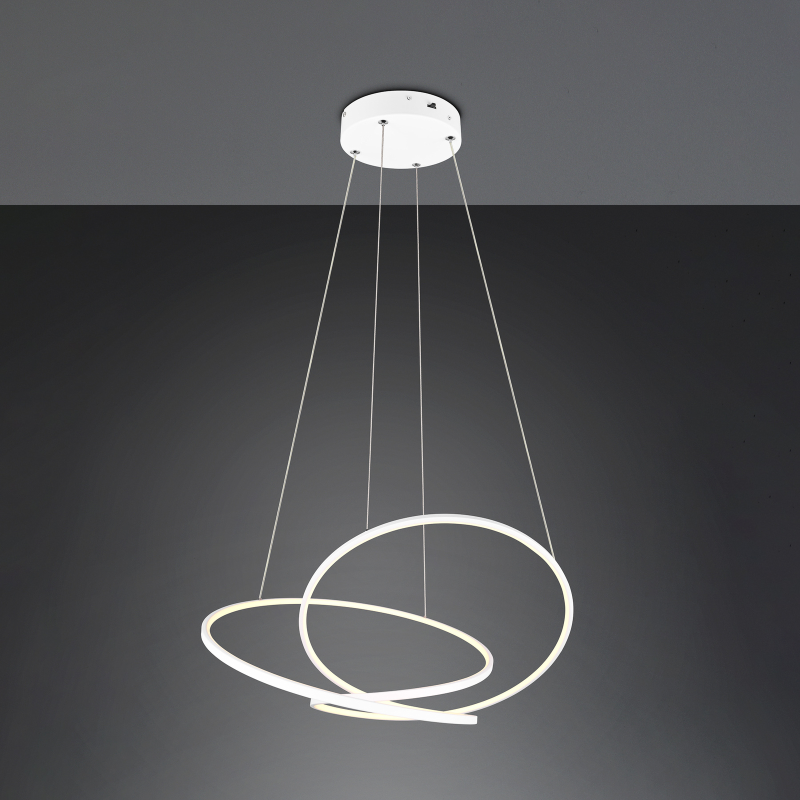 Suspension LED Darvin, longueur 84 cm, blanc mat, métal, CCT