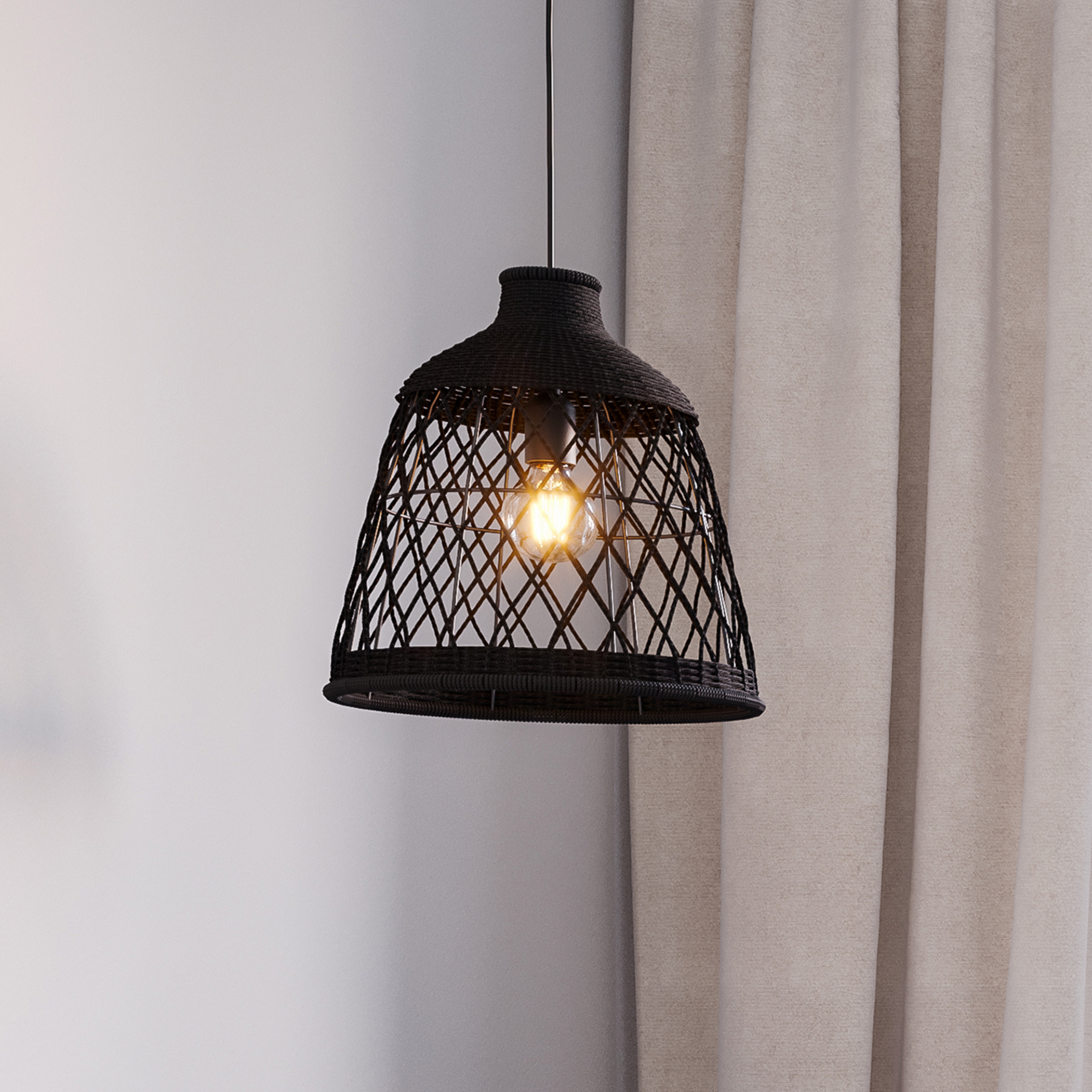 By Rydéns Lucena závesná lampa s jutovým tienidlom