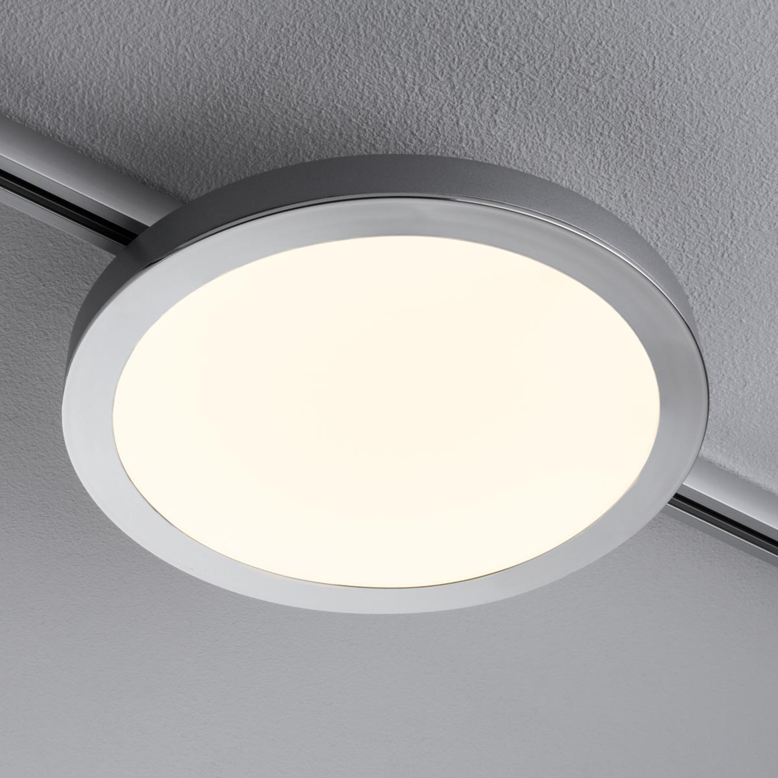 Paulmann URail Spin LED panel in matt chrome, for Living / Dining Room, die-cast aluminium, 7 W, energy efficiency: A+, H: 3 cm