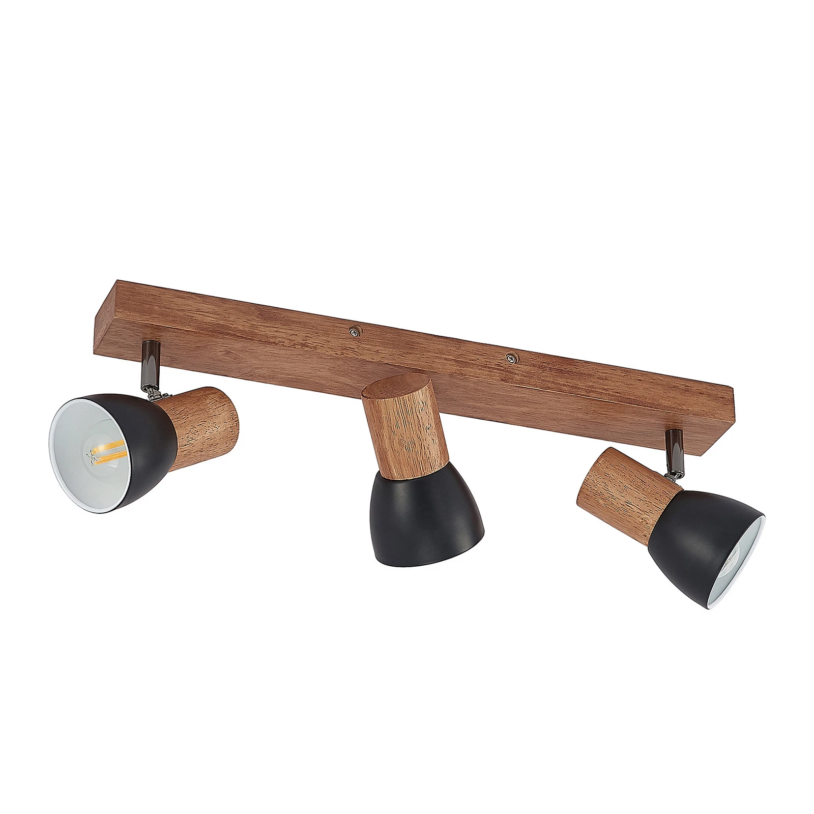 Lindby loftspot Tonja, 3 lyskilder, 55 cm, træ, stål