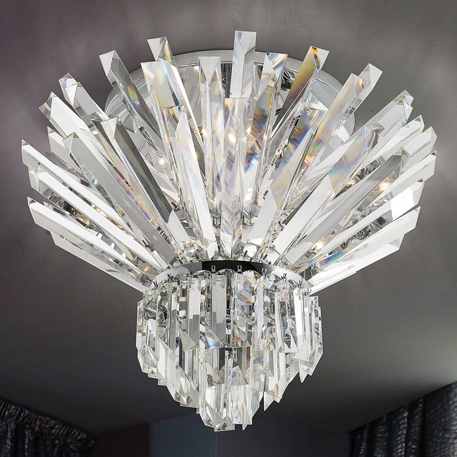 Patrizia Volpato Plafonieră cristal Cristalli 60 cm - Camera de zi / sufragerie - crom transparent