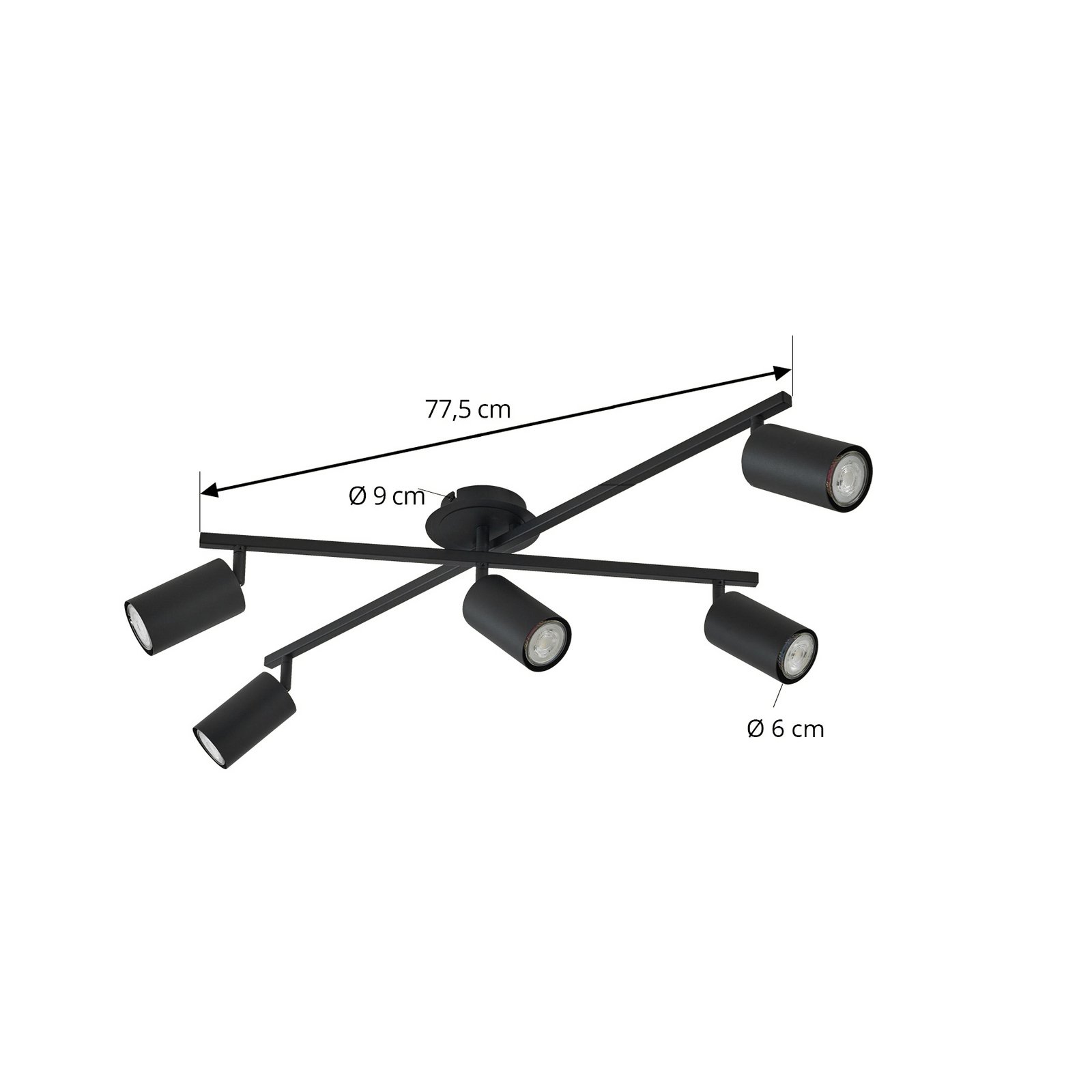 Joffrey 5 Ceiling Light Black - Lindby