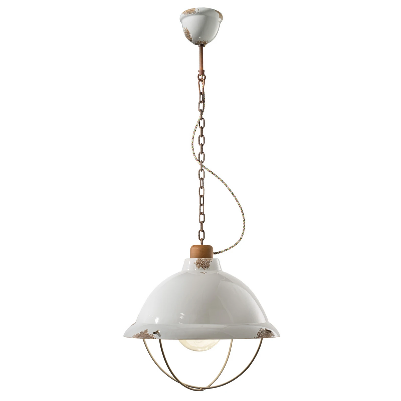 Suspension en céramique blanche shabby chic Luca