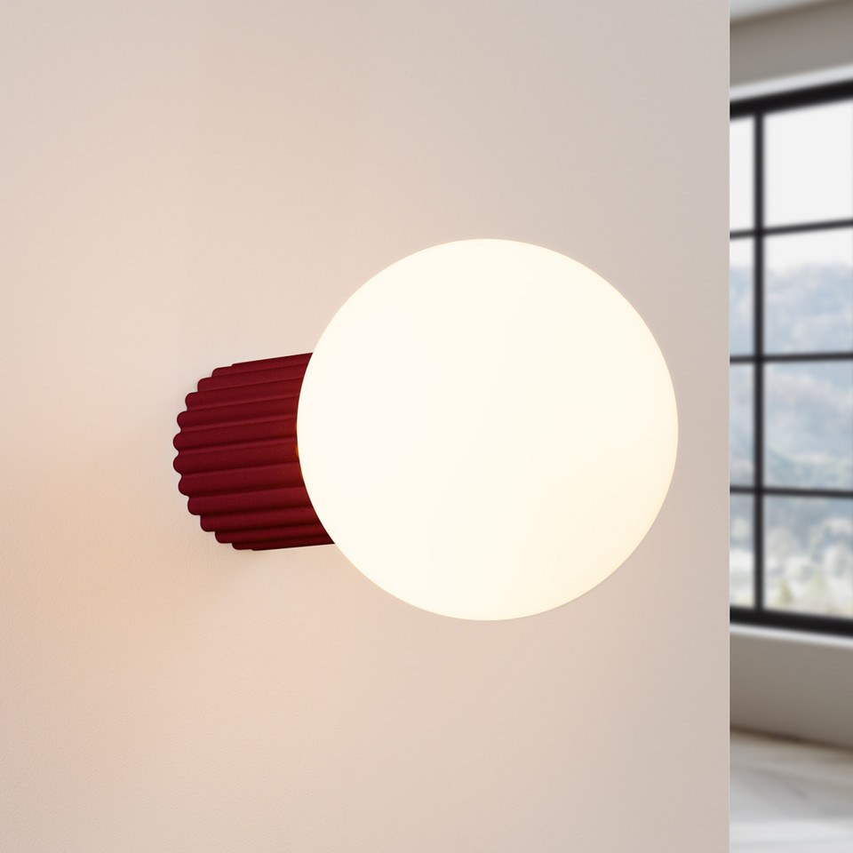 Sollux Lighting ORBI vägglampa mörkröd glas/metall Ø 12 cm IP44 G9, röd från Sollux Lighting