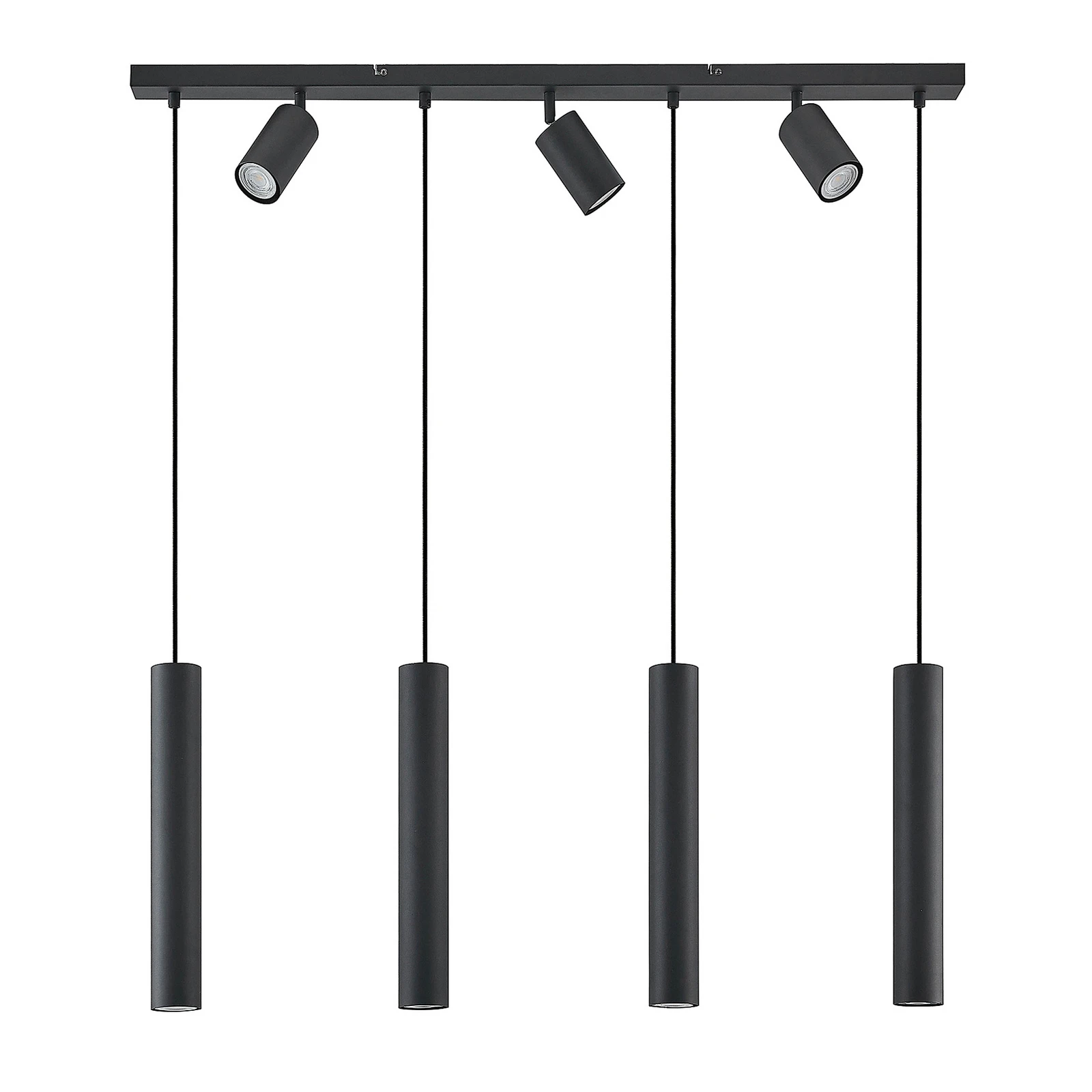 Lindby Hängeleuchte Sanad, 100 cm, 7-flg., schwarz, GU10