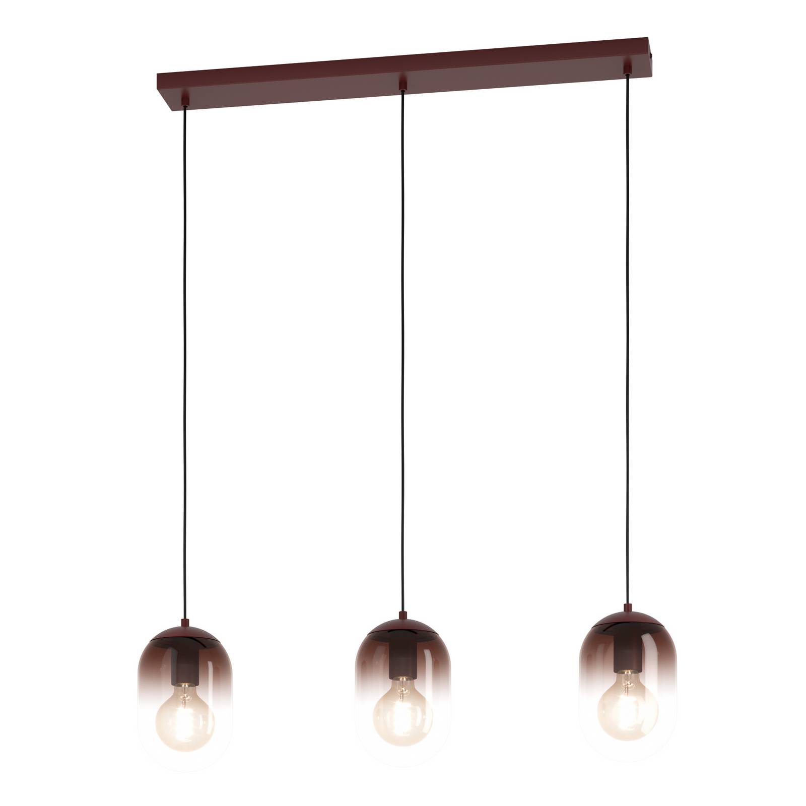 Hängeleuchte Lequile, 3-flammig, braun, Glas, E27