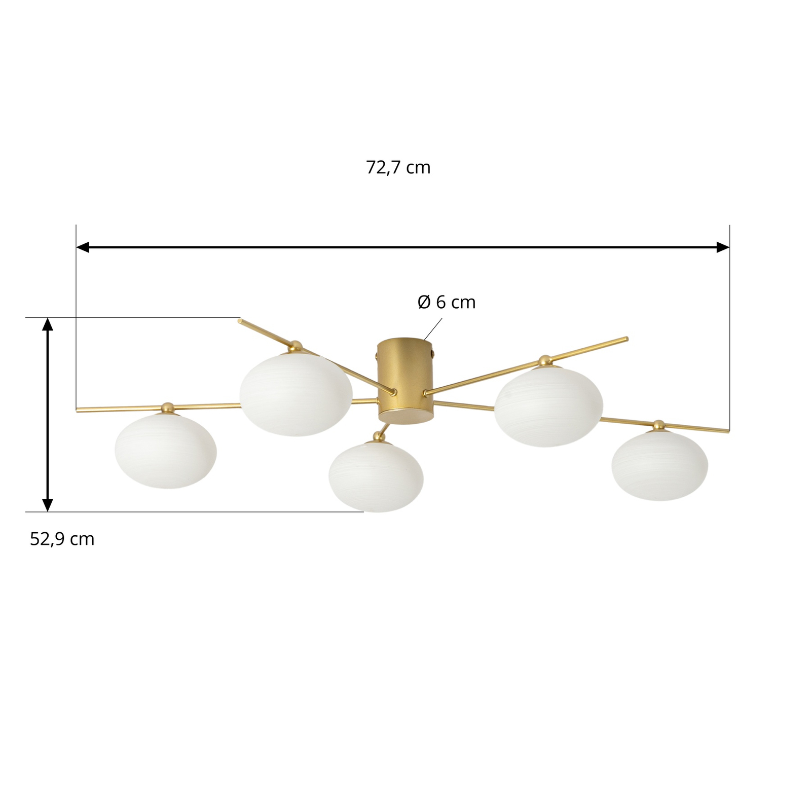 Lindby Valisa ceiling light, gold, 5-bulb