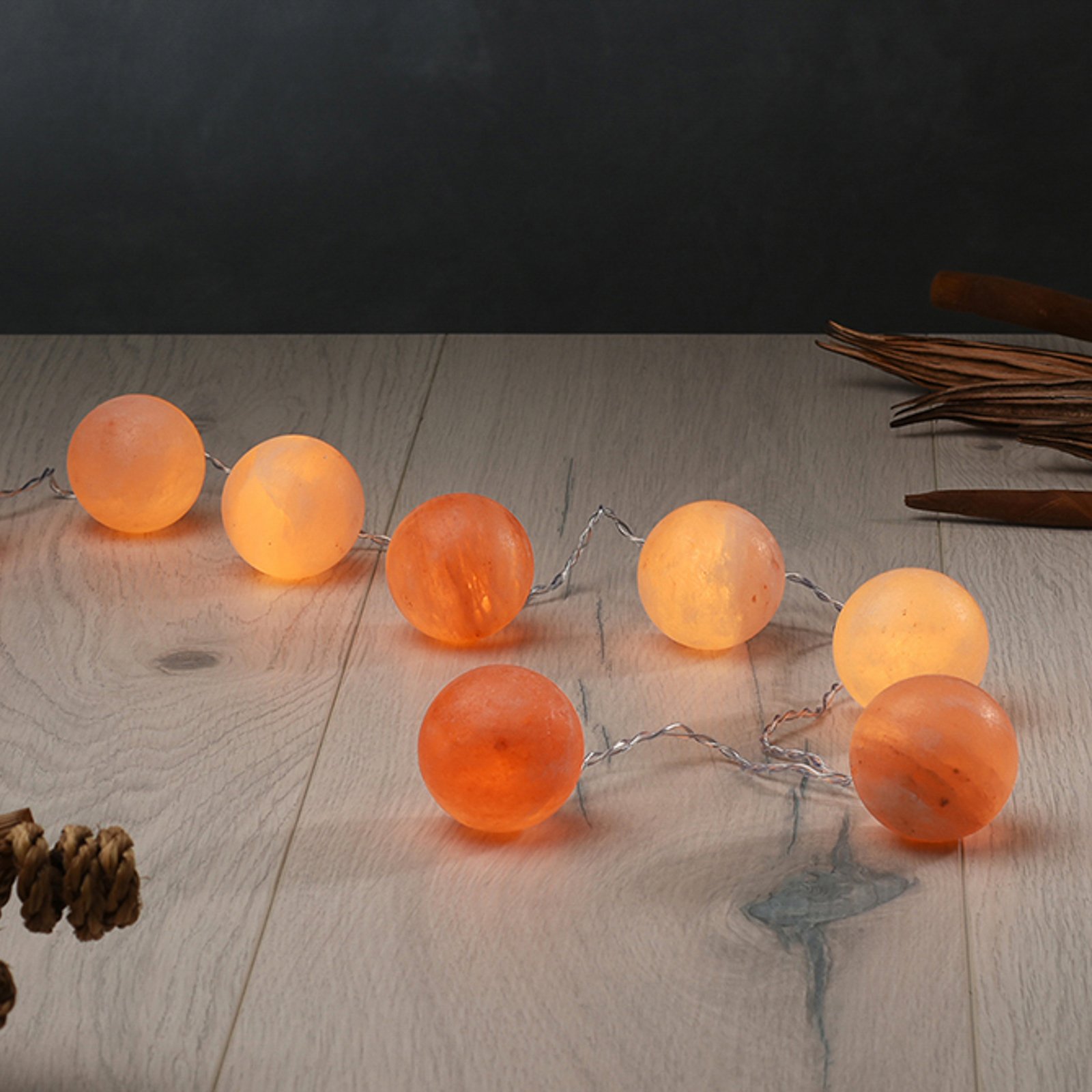 Guirlande lumineuse Cristaux lumineux Boule, cristaux de sel ambre