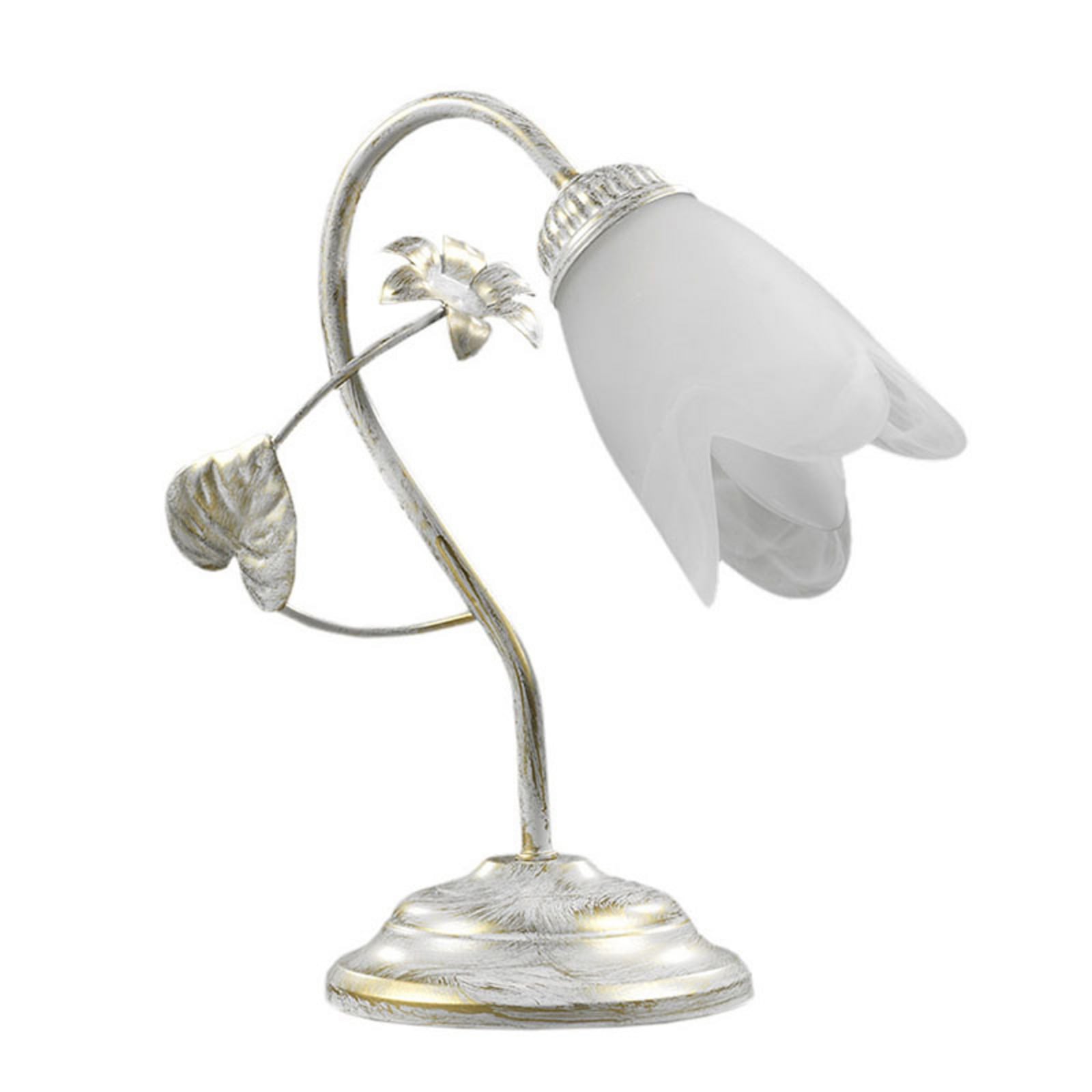 Tischlampe für Wohn- / Esszimmer gold -Tischleuchte Florentiner - Onli - weiß / opal - Eisen, Glas