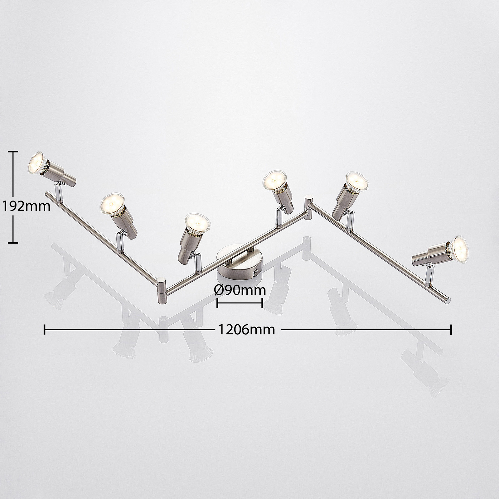 ELC Farida plafondlamp, nikkel, 6-lamps