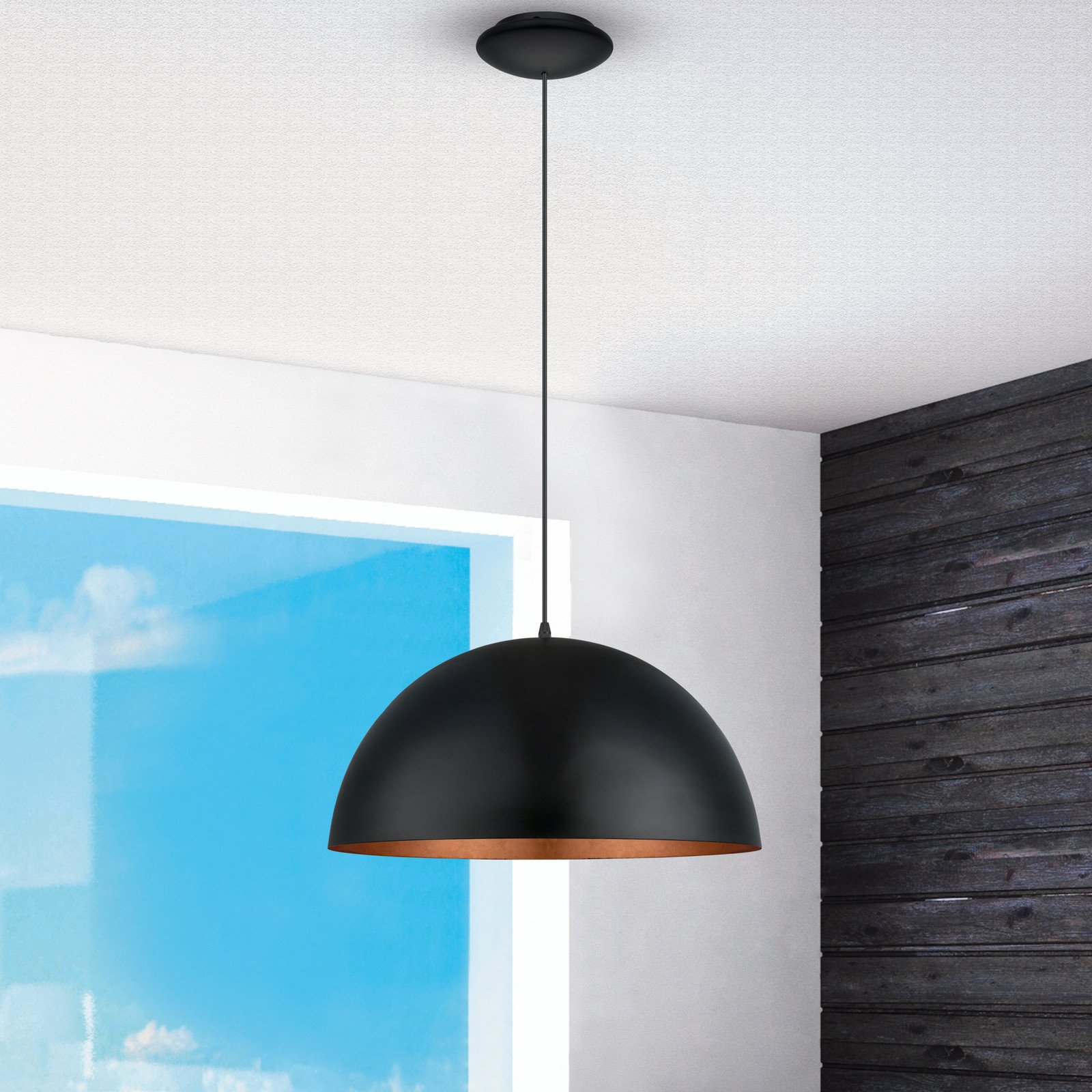 EGLO Gaetano 1 lampă suspendată Ø 53 cm negru/coper oțel - Camera de zi / sufragerie - Modern - negru cupru - Metal