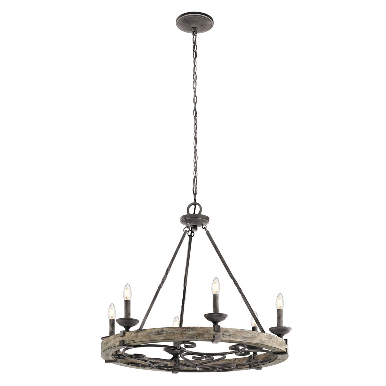 Taulbee-lysekrone, zinkfarvet, 72 cm, 6 lyskilder – KICHLER