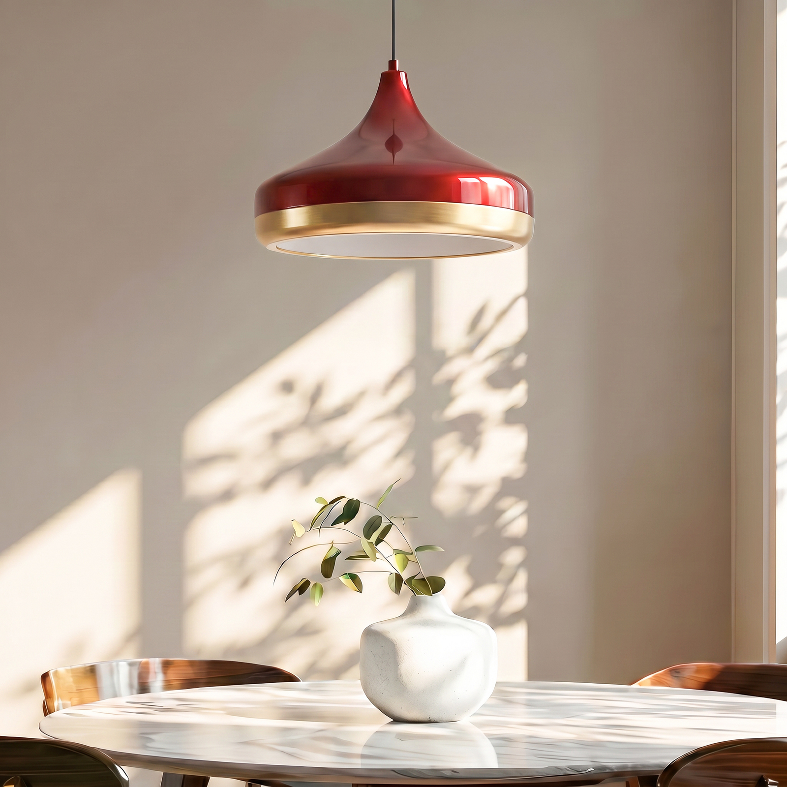 Lampada a sospensione Yıldo, rosso vino, Ø 36 cm, metallo, E27